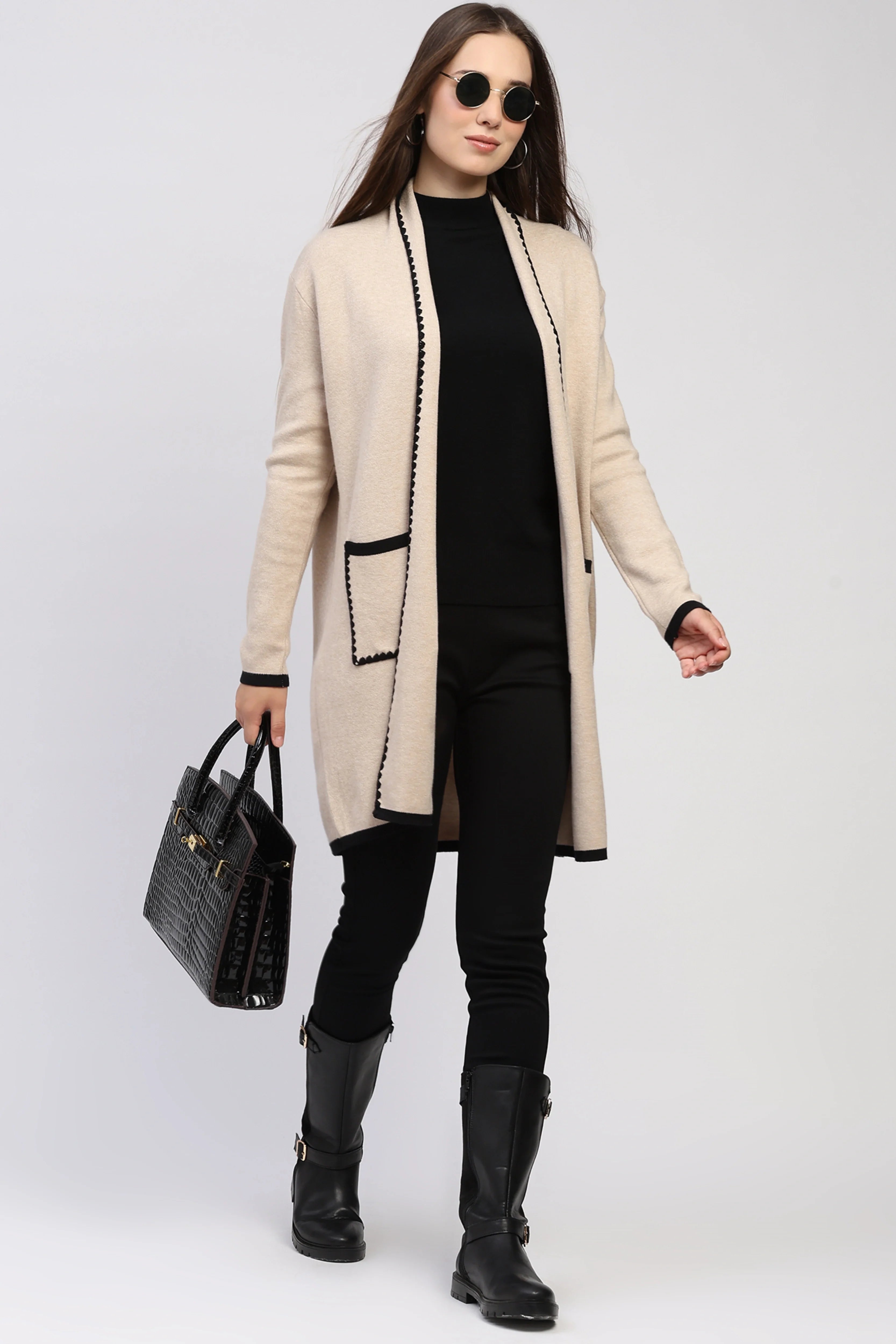 Beige Winter Long Shrug