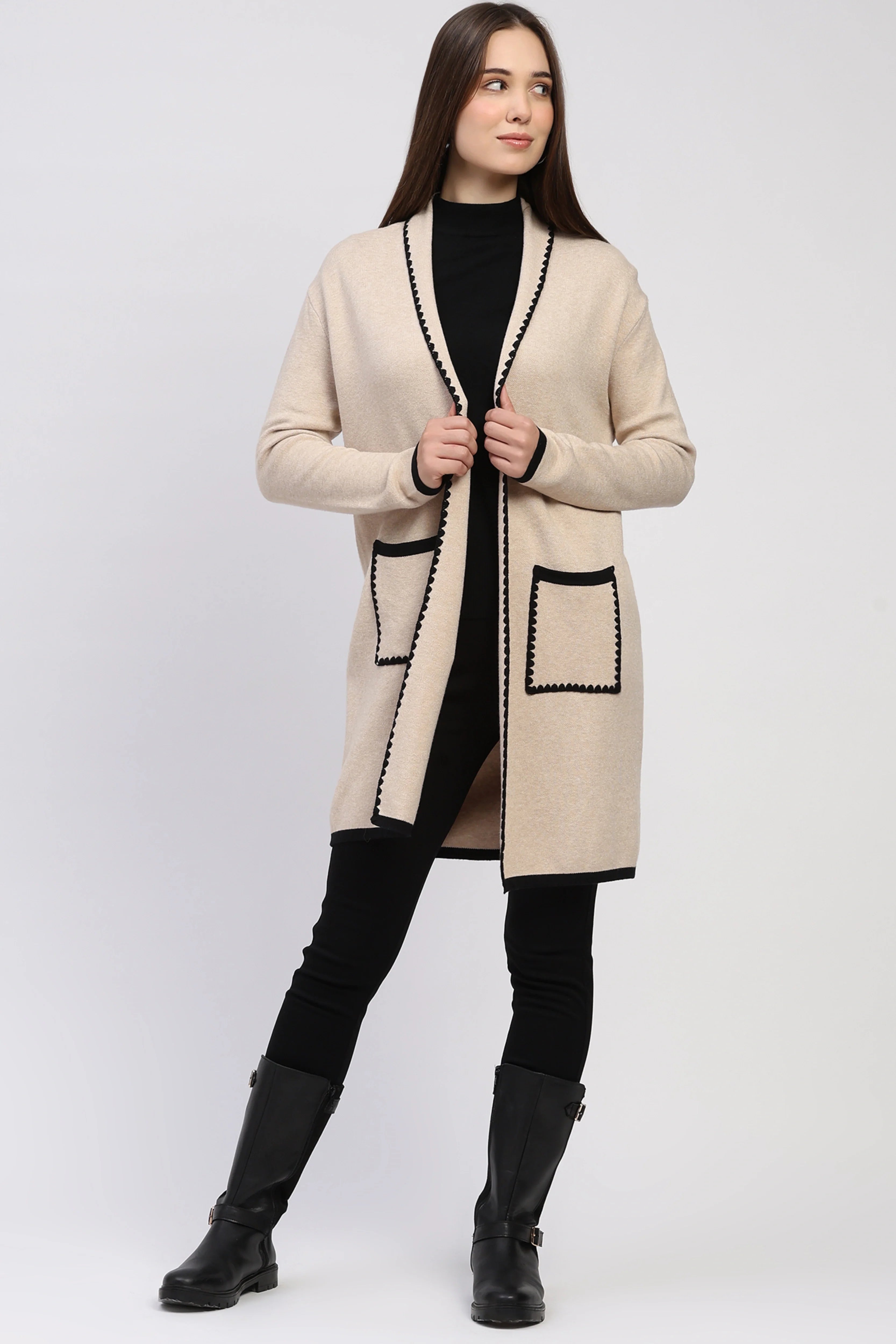 Beige Winter Long Shrug