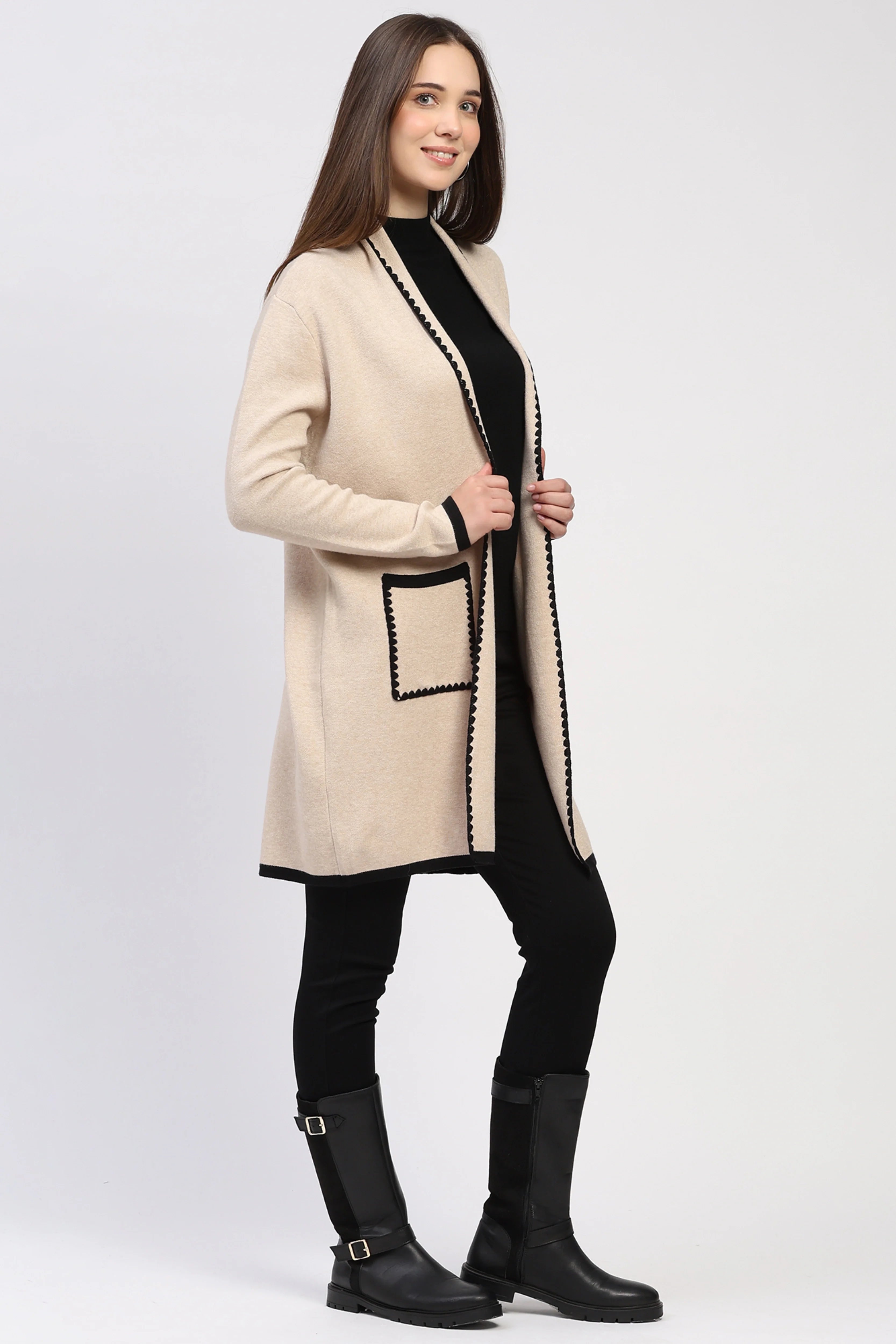 Beige Winter Long Shrug