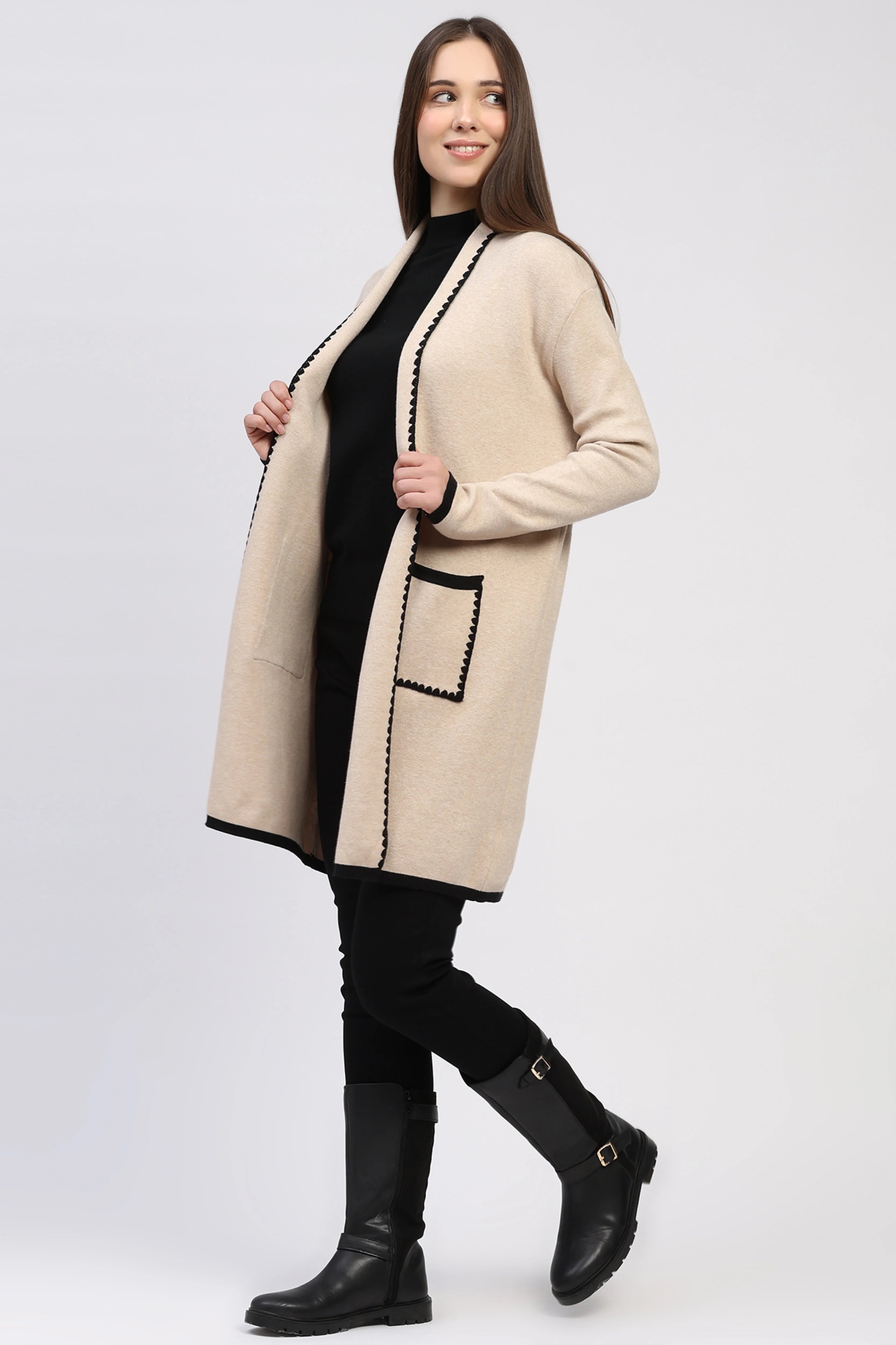 Beige Winter Long Shrug