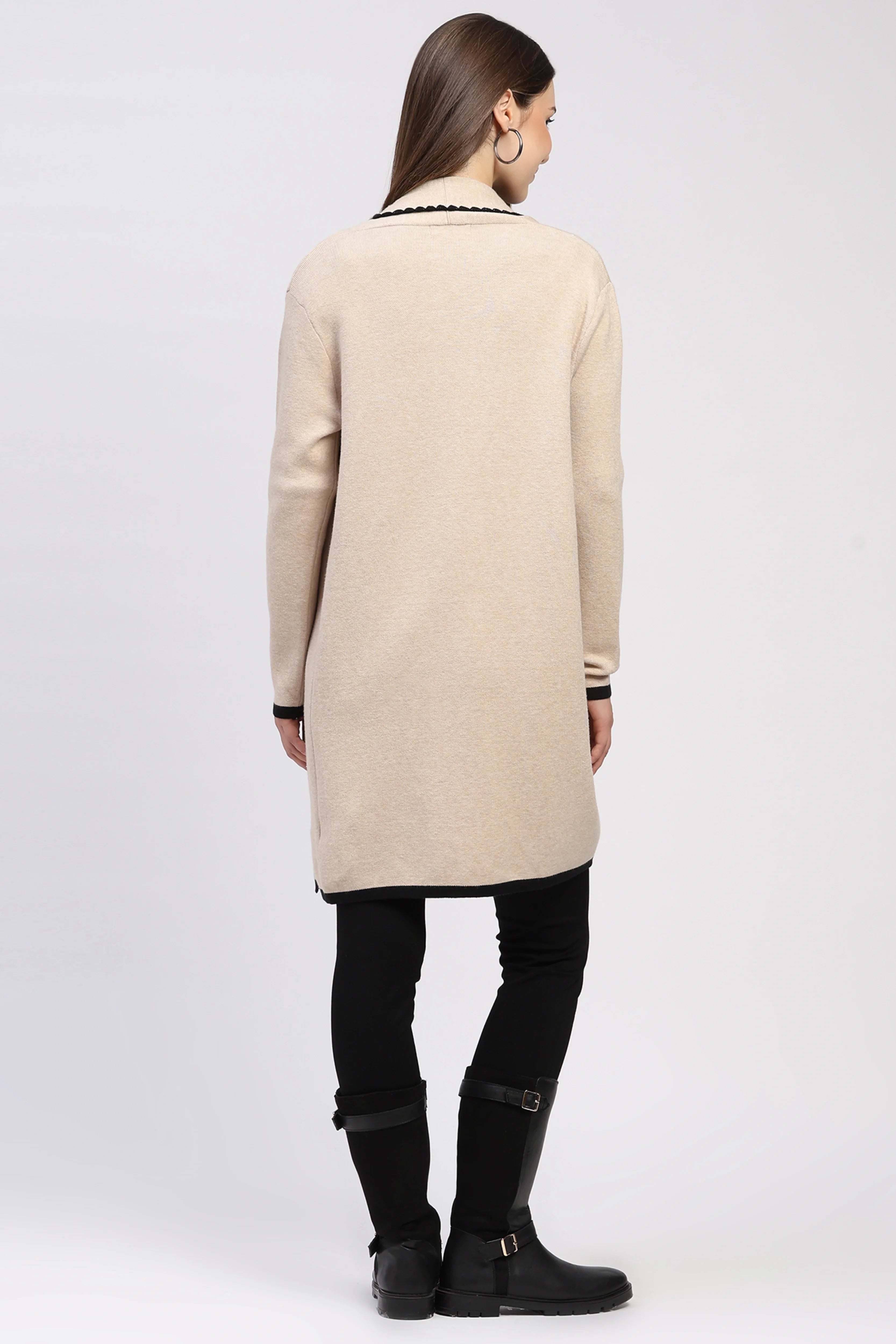 Beige Winter Long Shrug