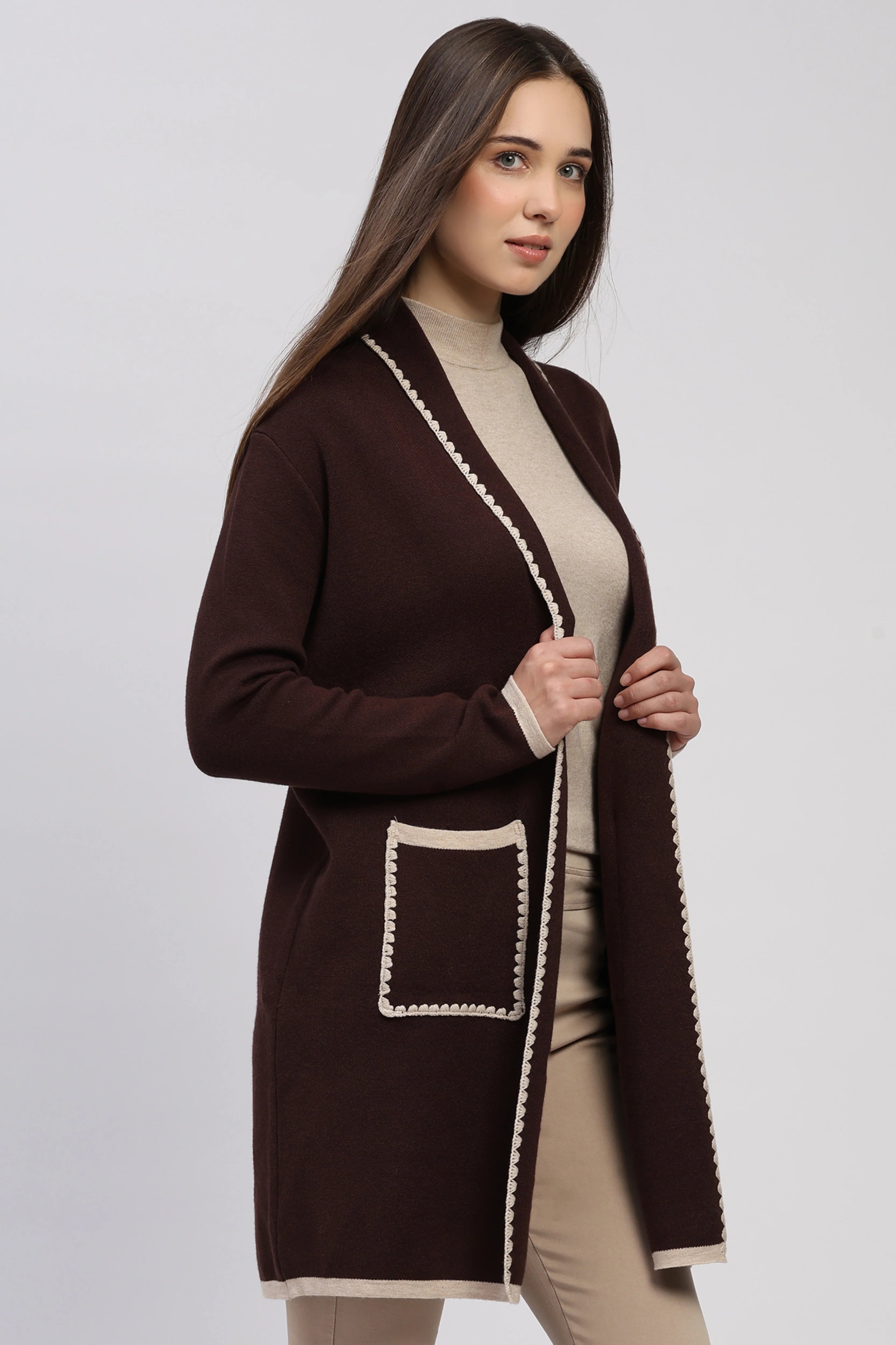 Beige Winter Long Shrug