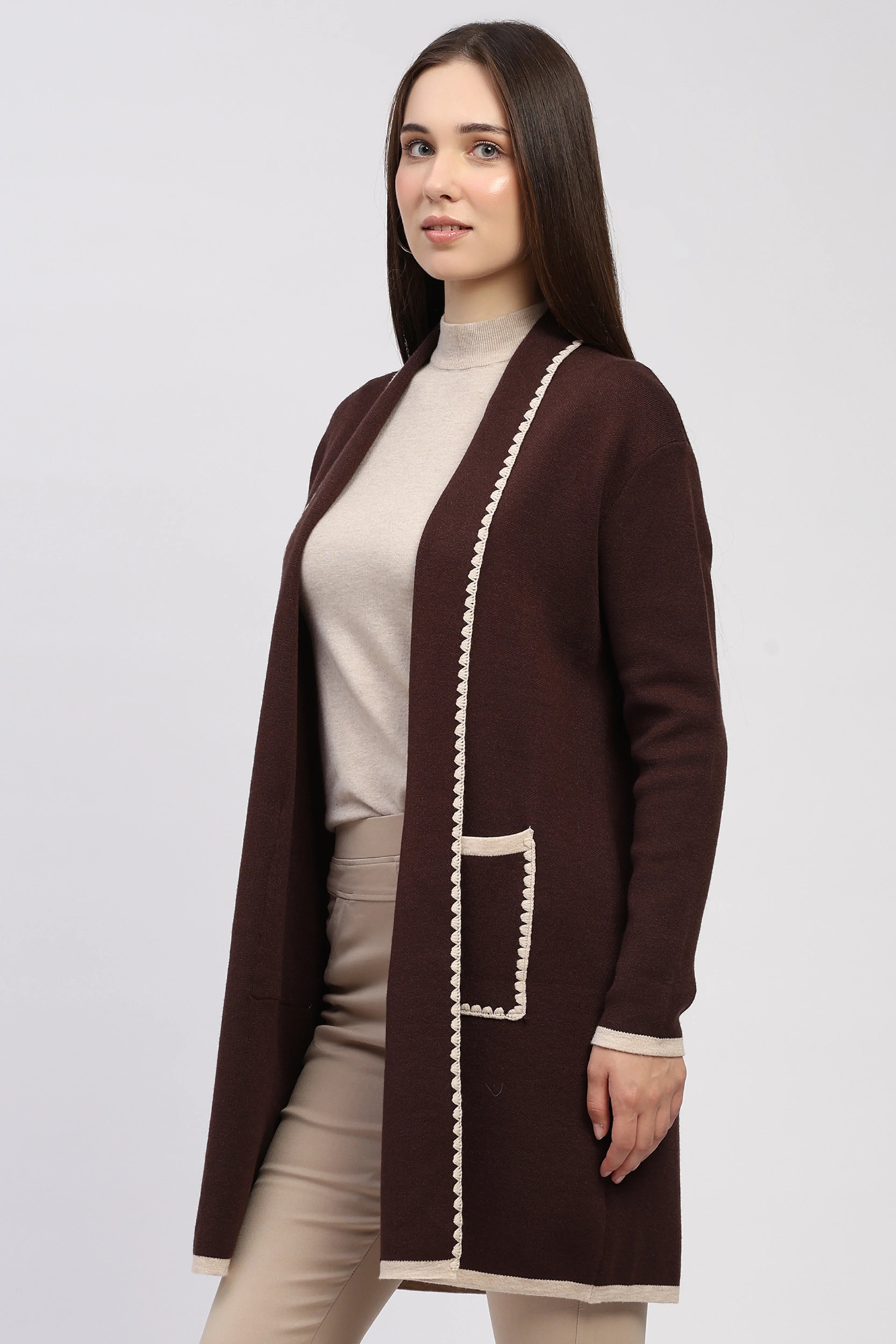 Beige Winter Long Shrug