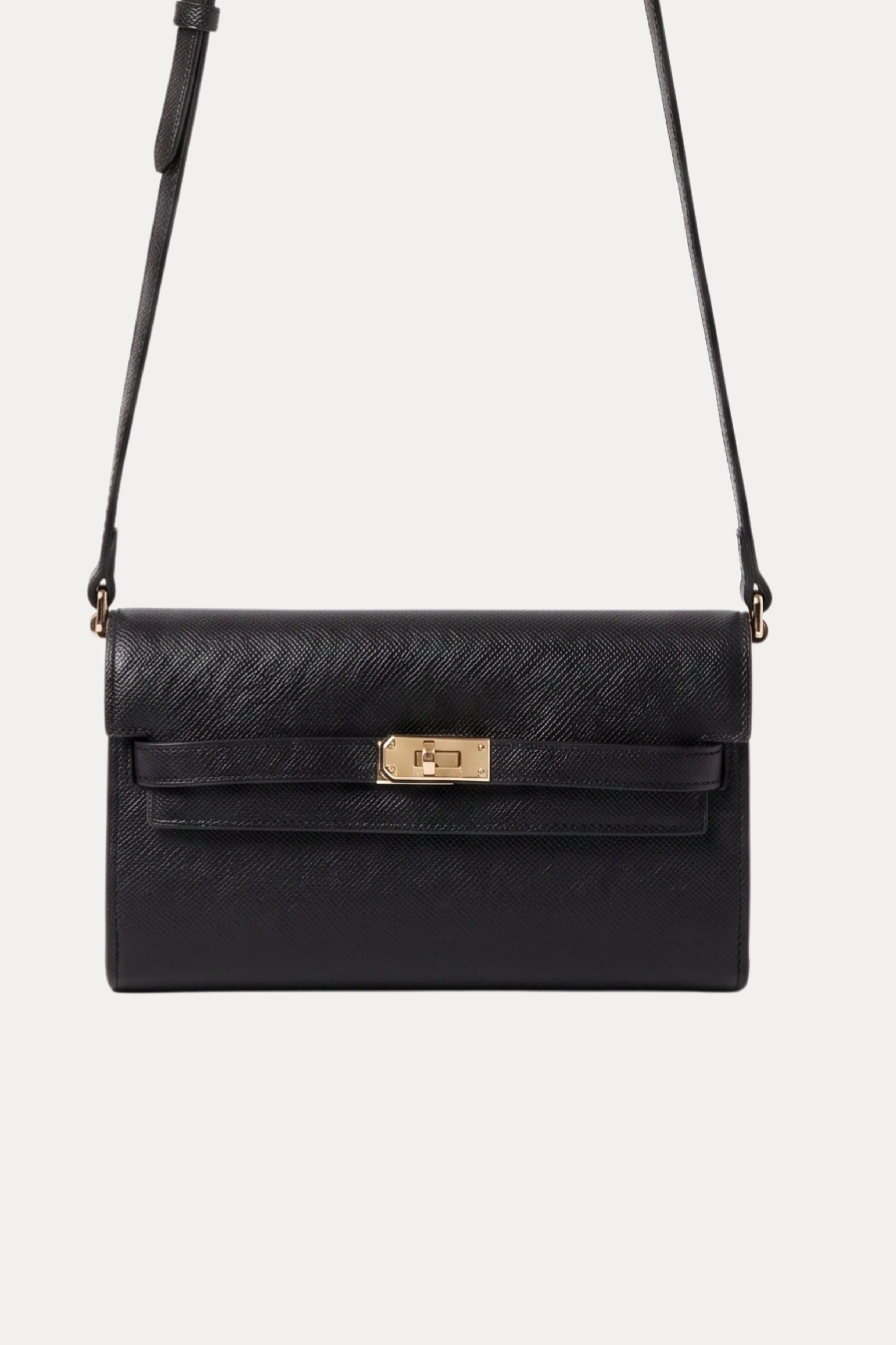 Black Leather Wallet Sling Bag