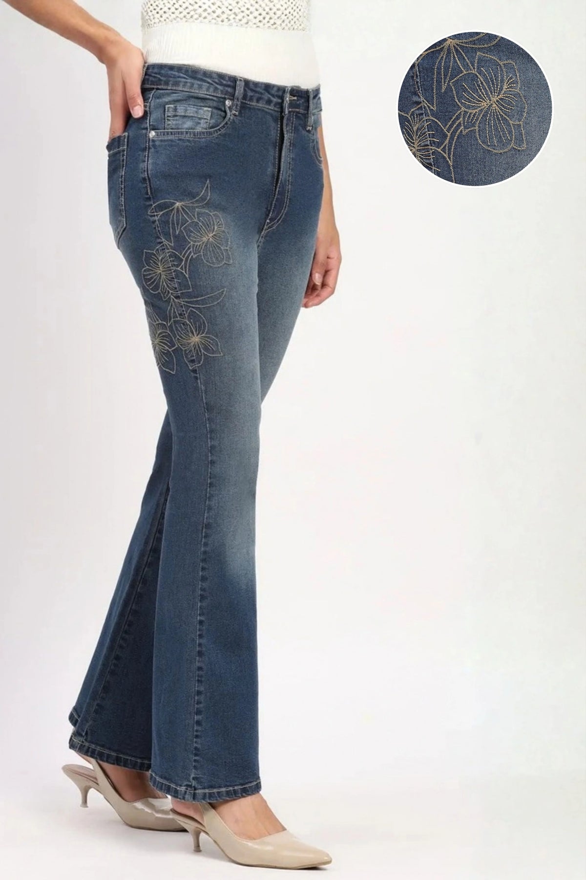 Floral Bootcut Jeans