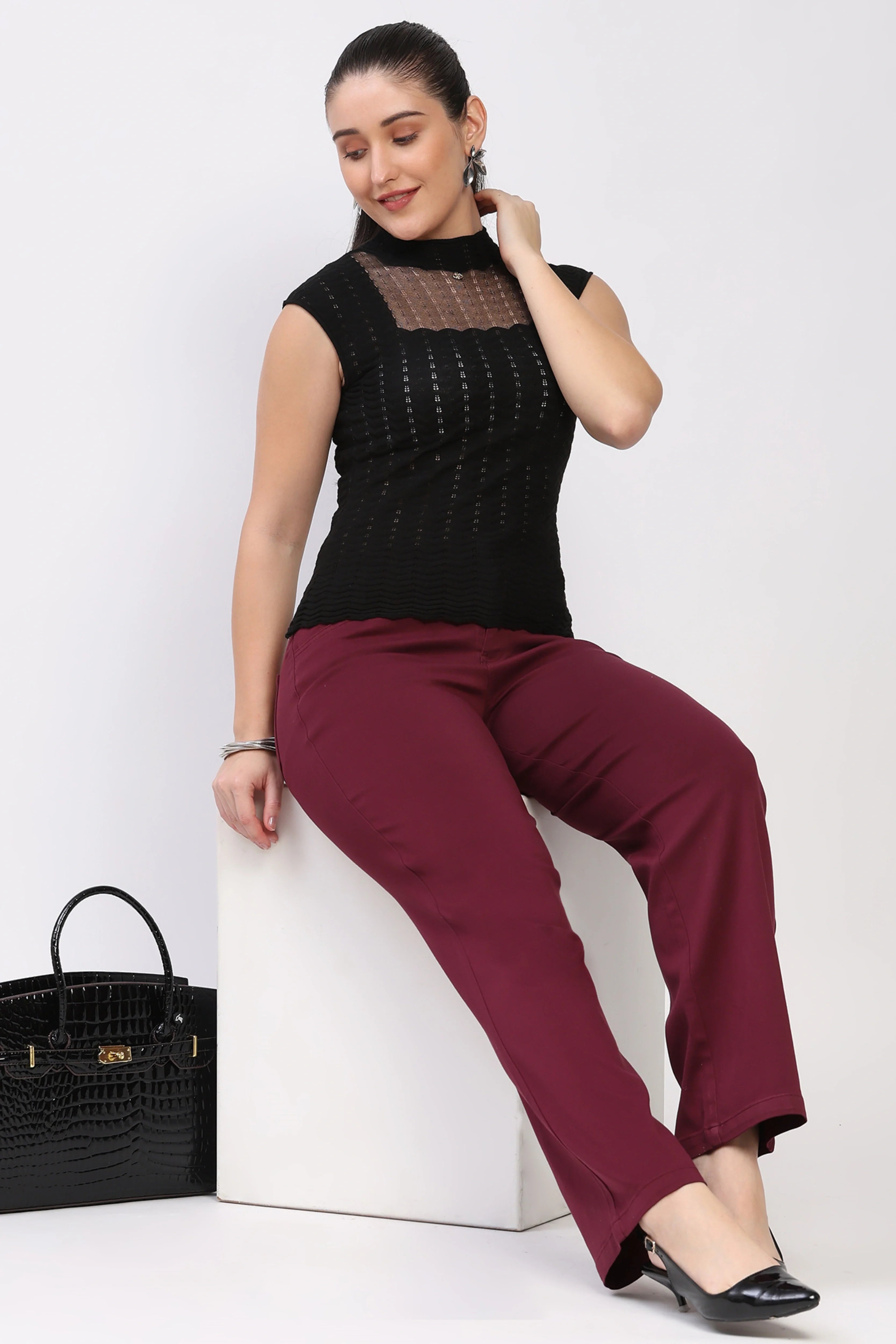 Black Chevron Knit Top-Global Republic