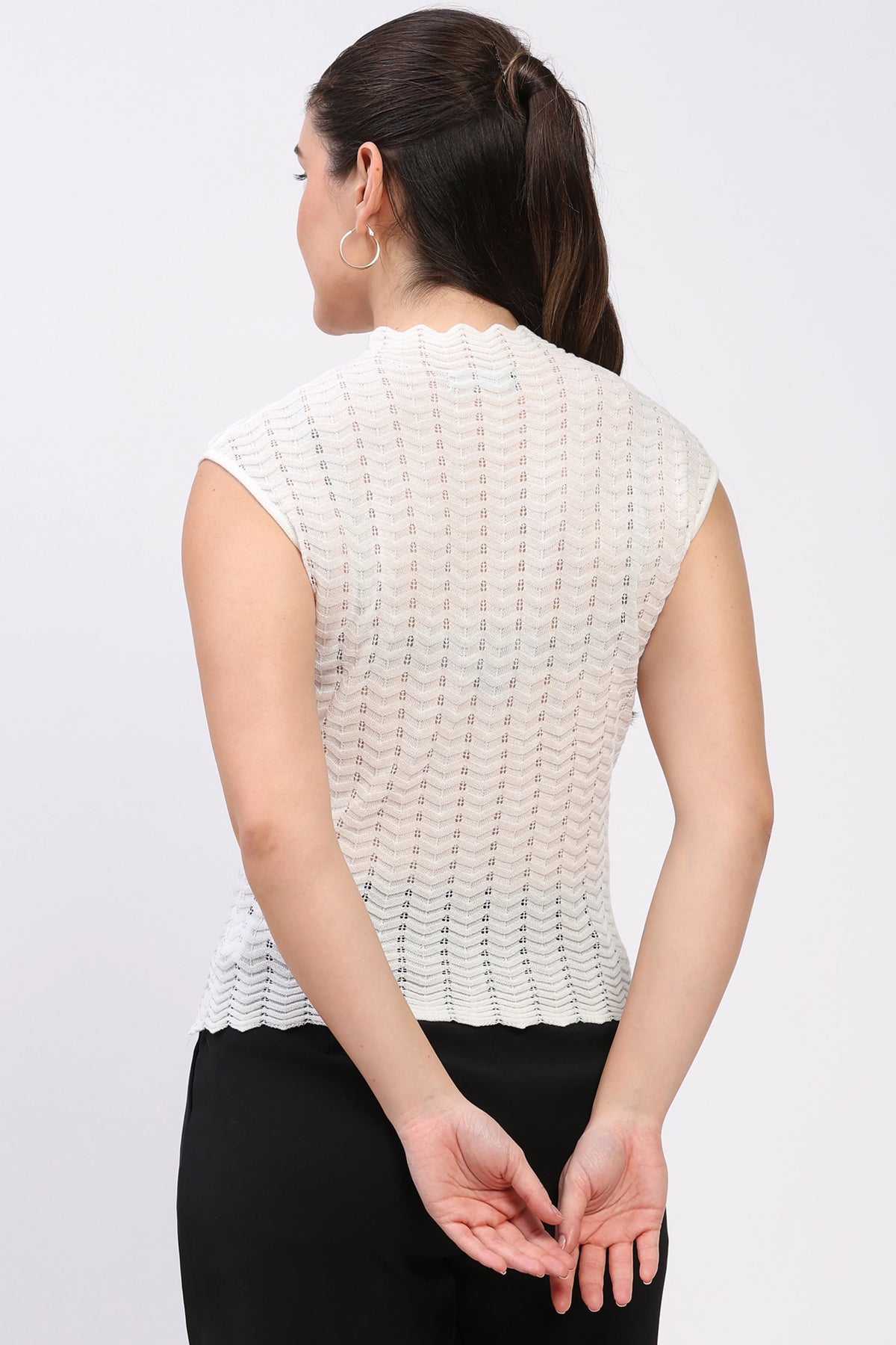 White Chevron Knit Top-Global Republic