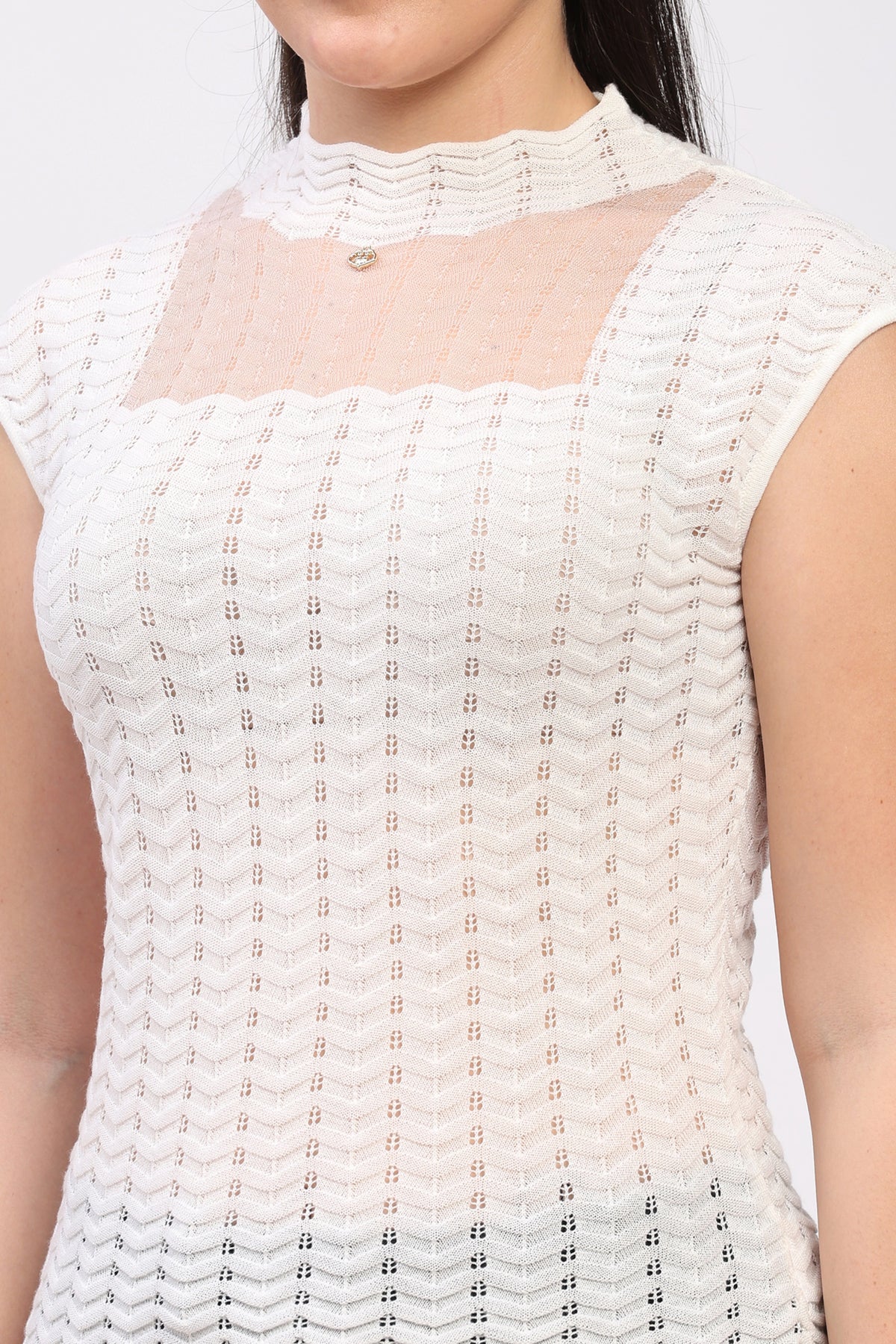 White Chevron Knit Top
