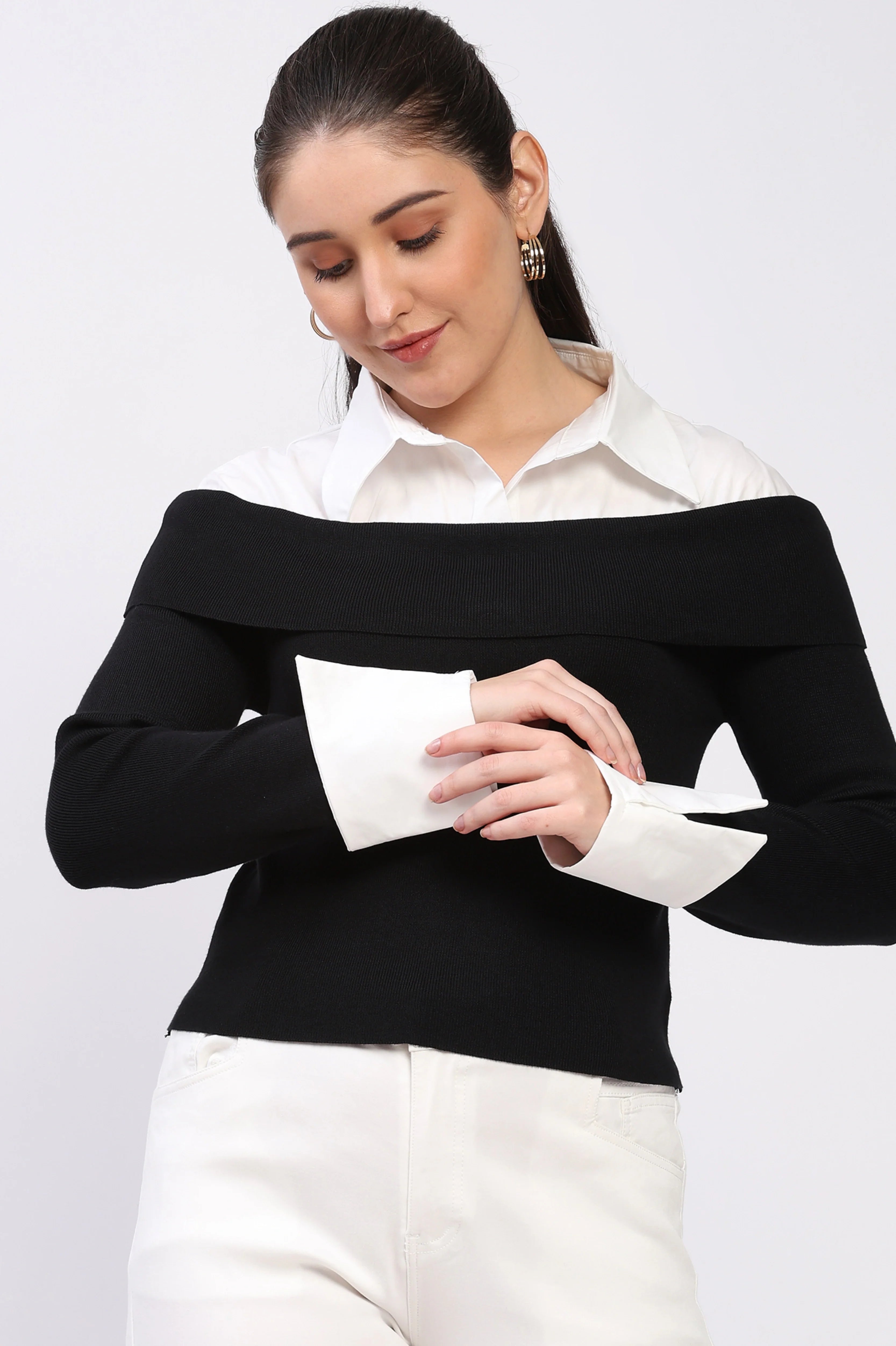 Layered Collar Knit Top-Global Republic