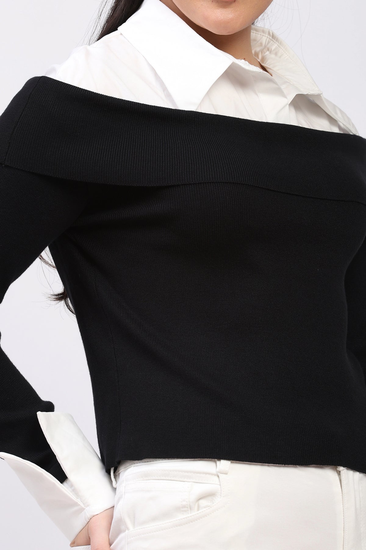 Layered Collar Winter Knit Top