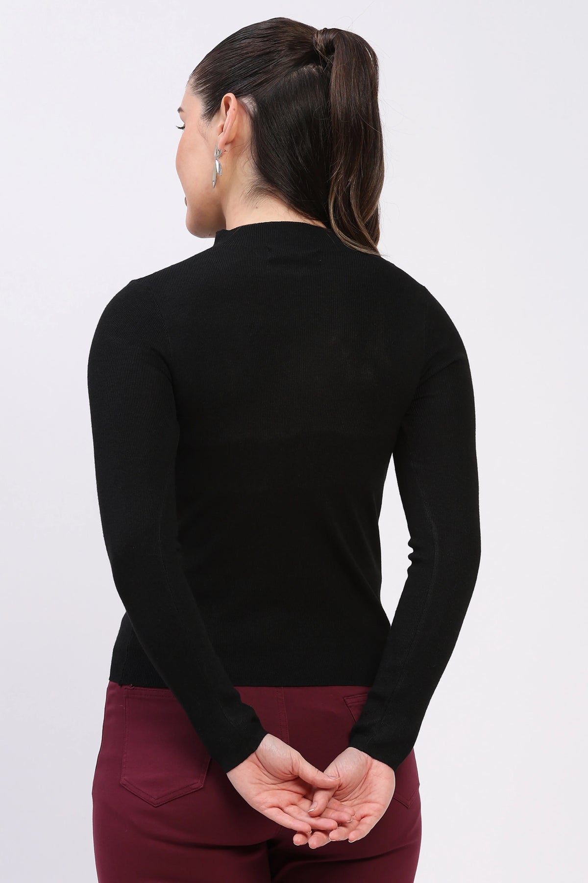 Butterfly Embellished High Neck Winter Top-Global Republic