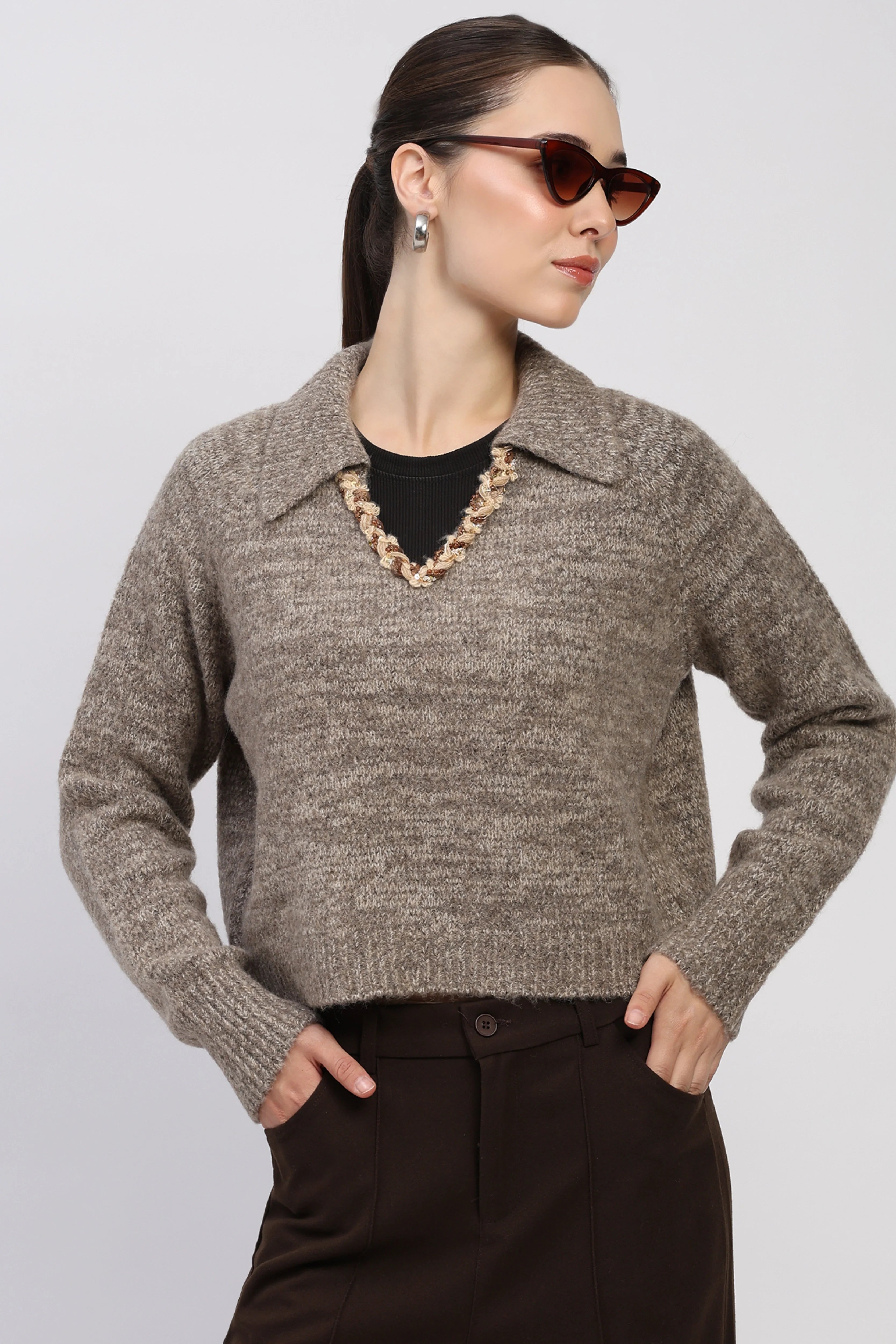 Brown Melange Pullover