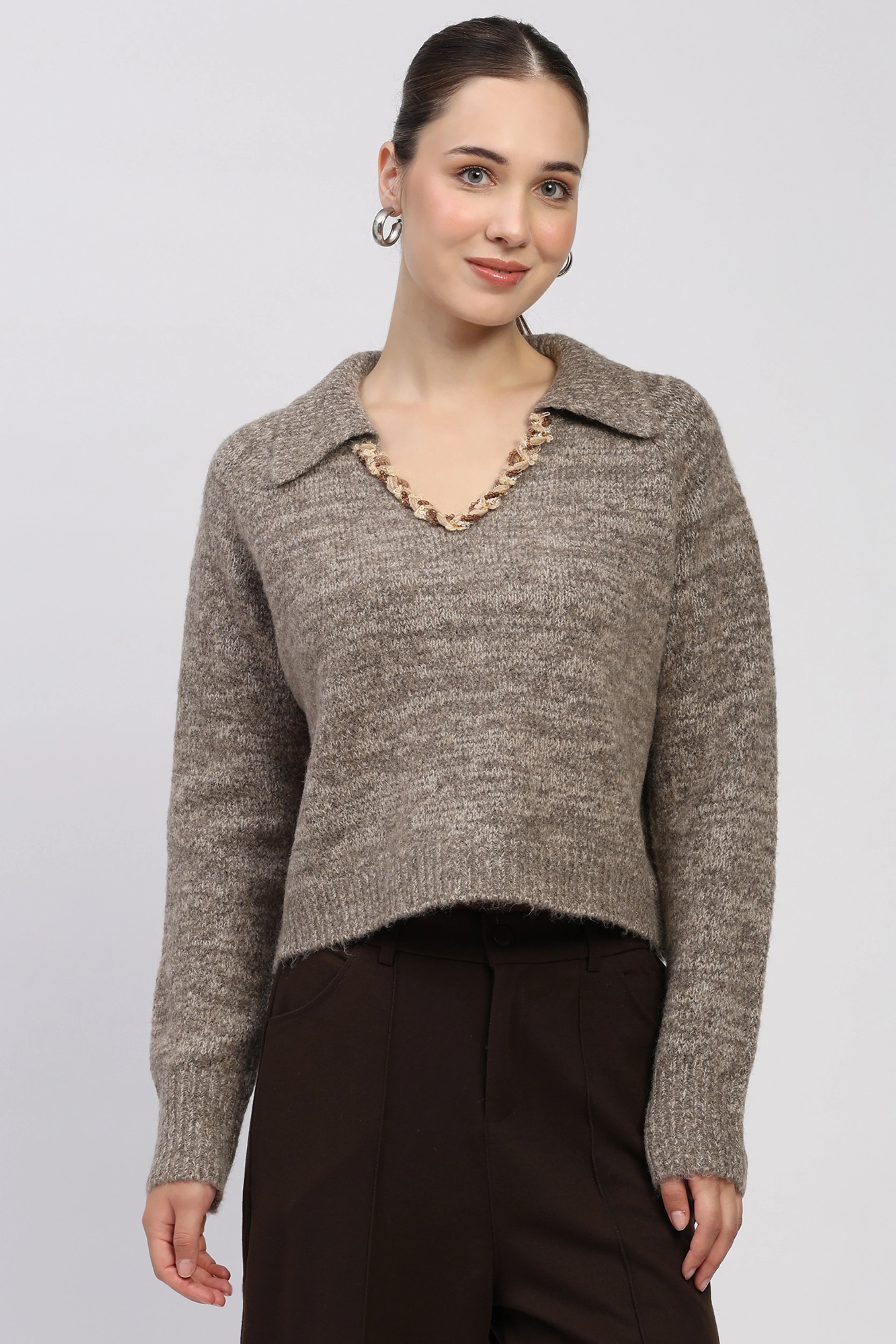 Brown Melange Pullover