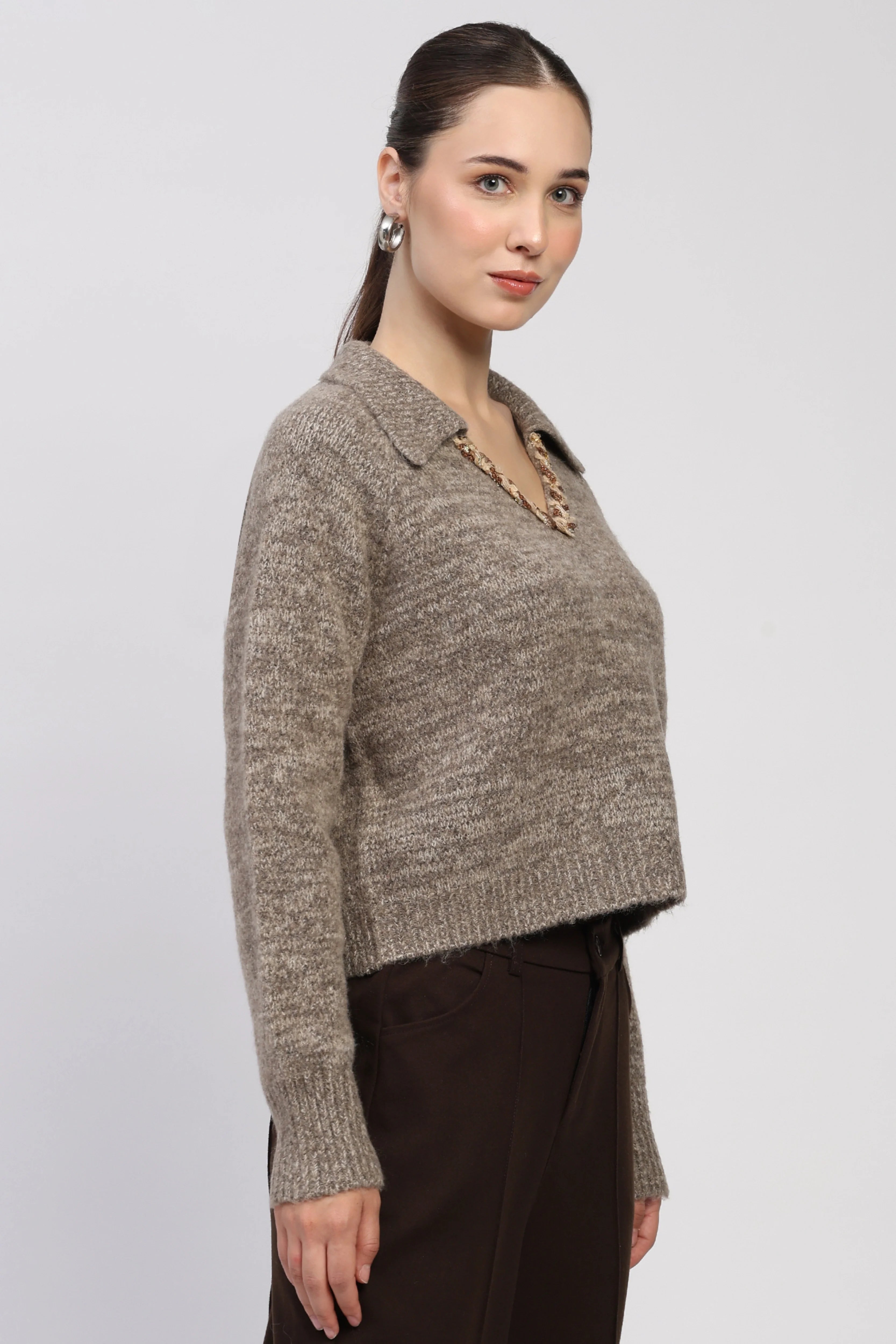 Brown Melange Pullover