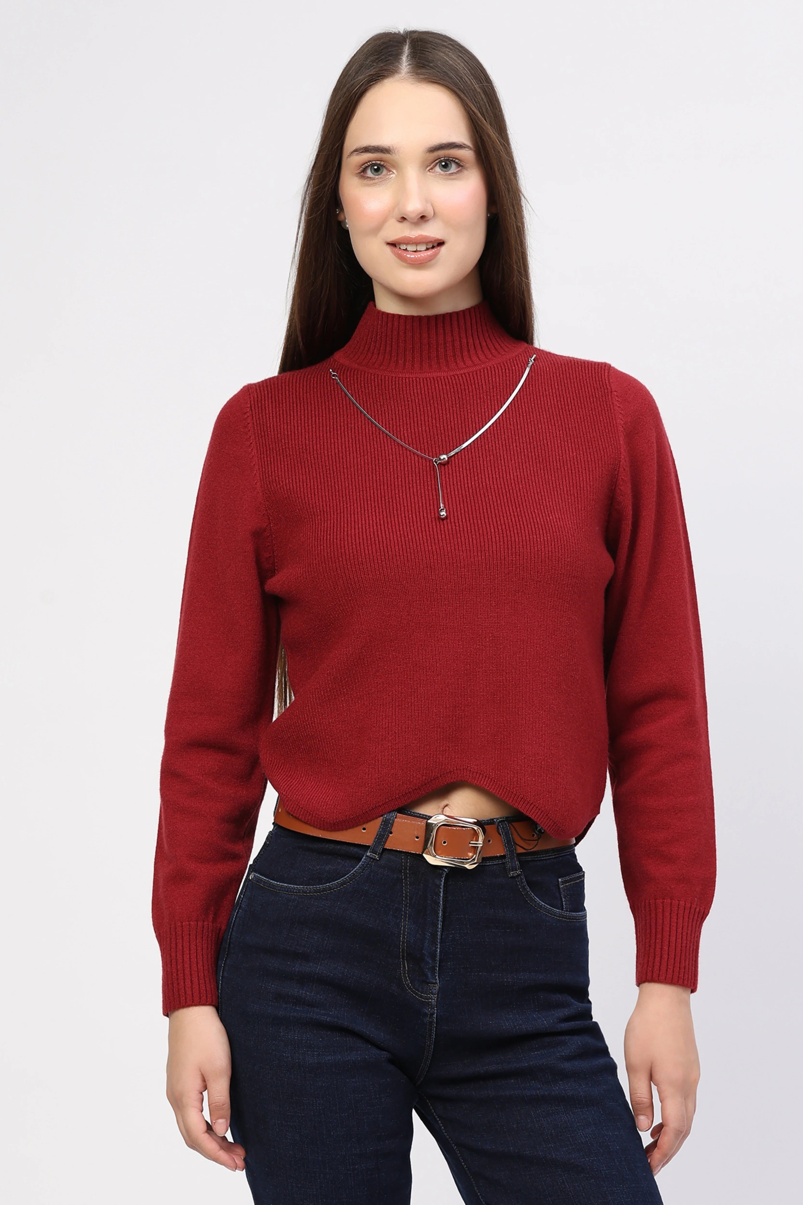 Cherry Scalloped Hem Pullover