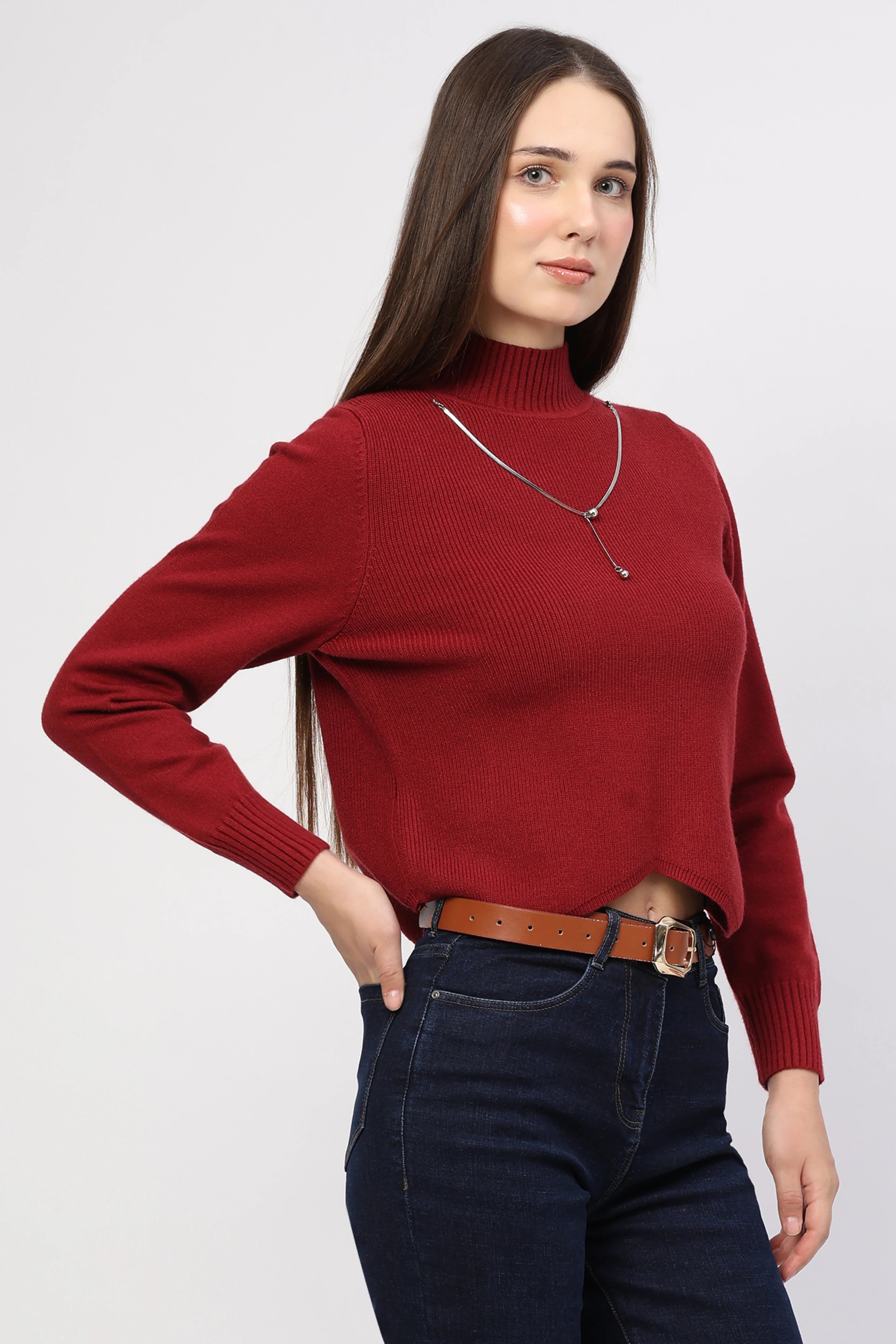 Cherry Scalloped Hem Pullover