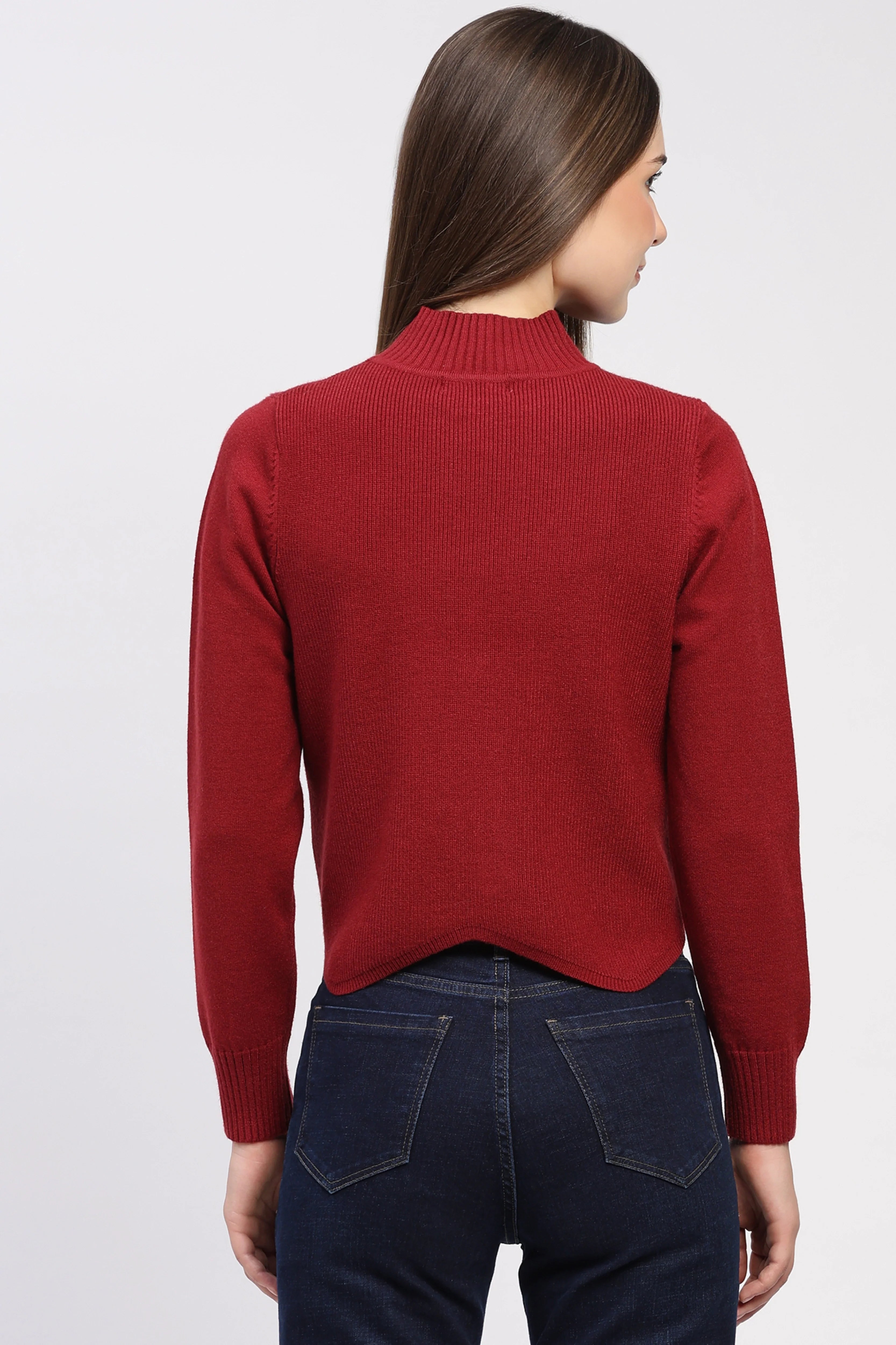Cherry Scalloped Hem Pullover