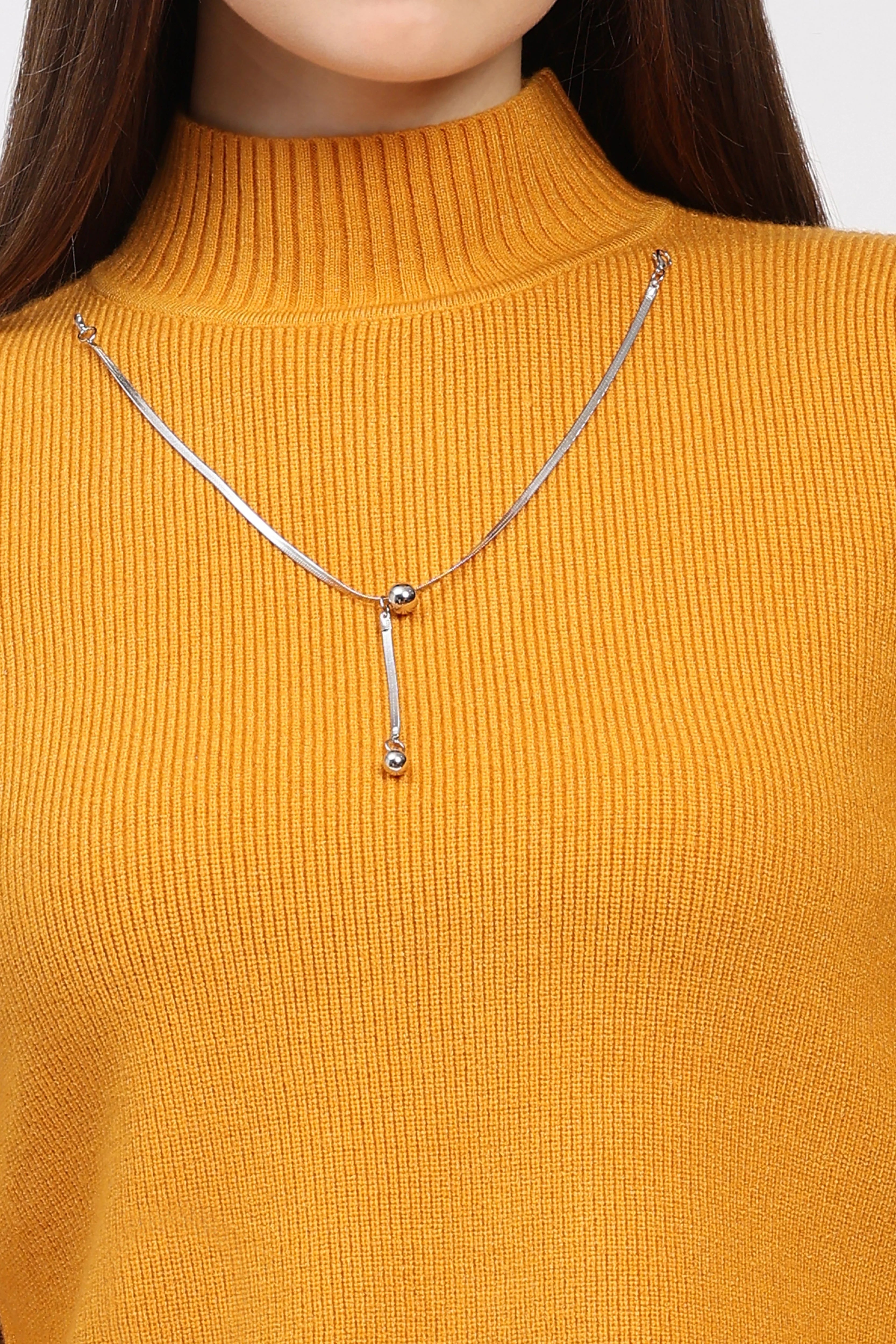 Mustard Scalloped Hem Pullover