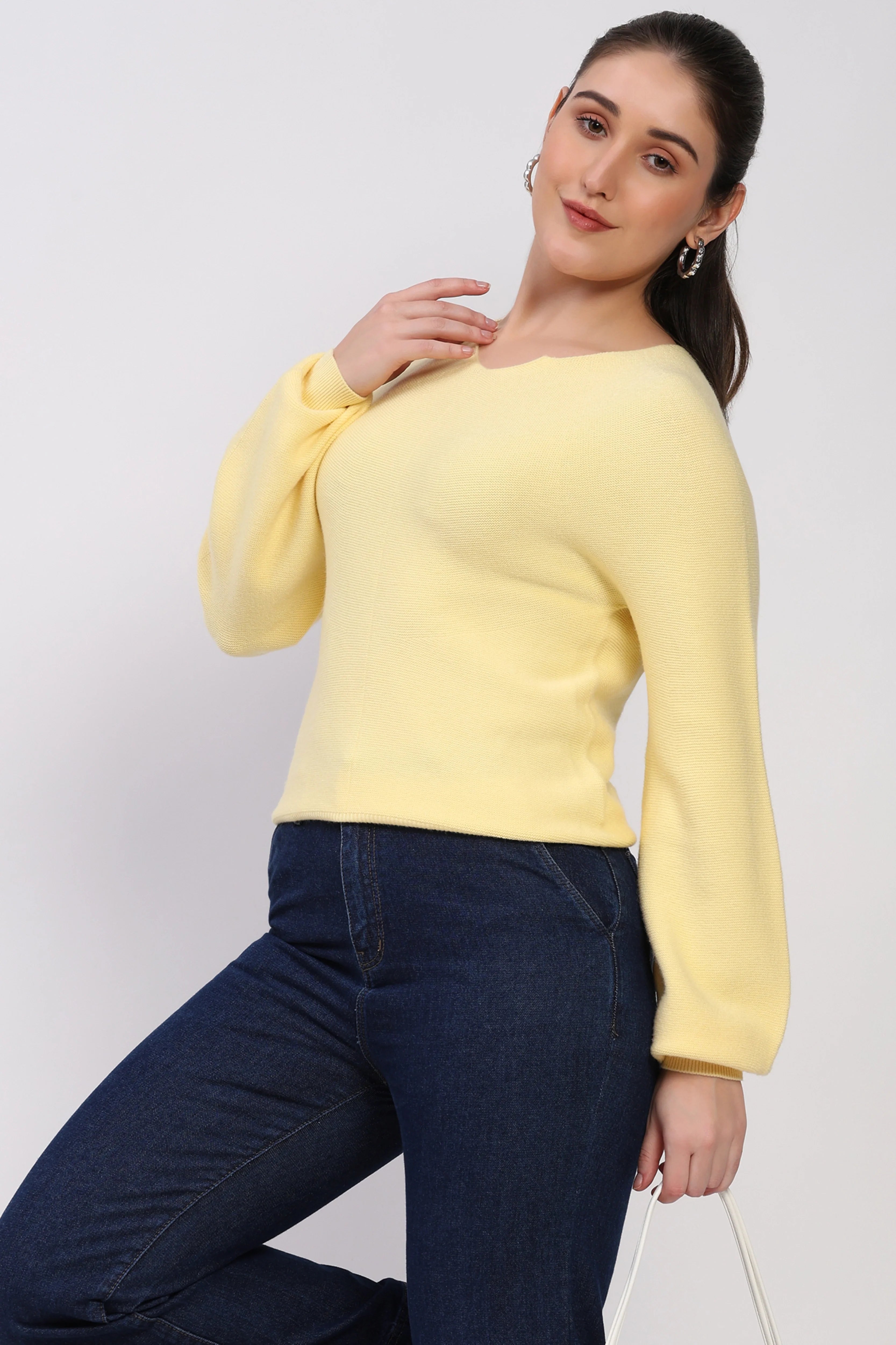 Butter Yellow Bishop Sleeve Pullover-Global Republic