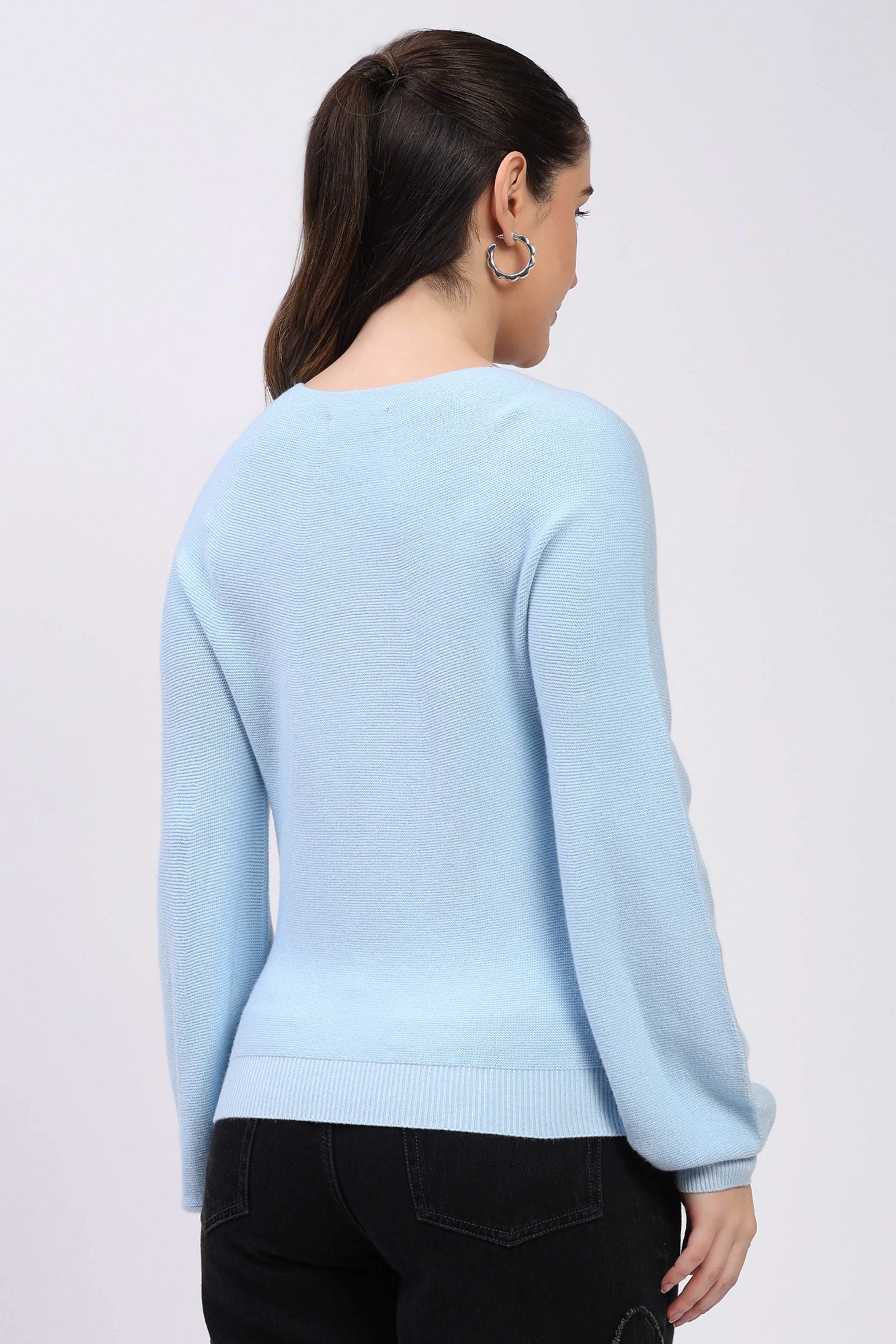 Sky Blue Wool Blend Pullover-Global Republic