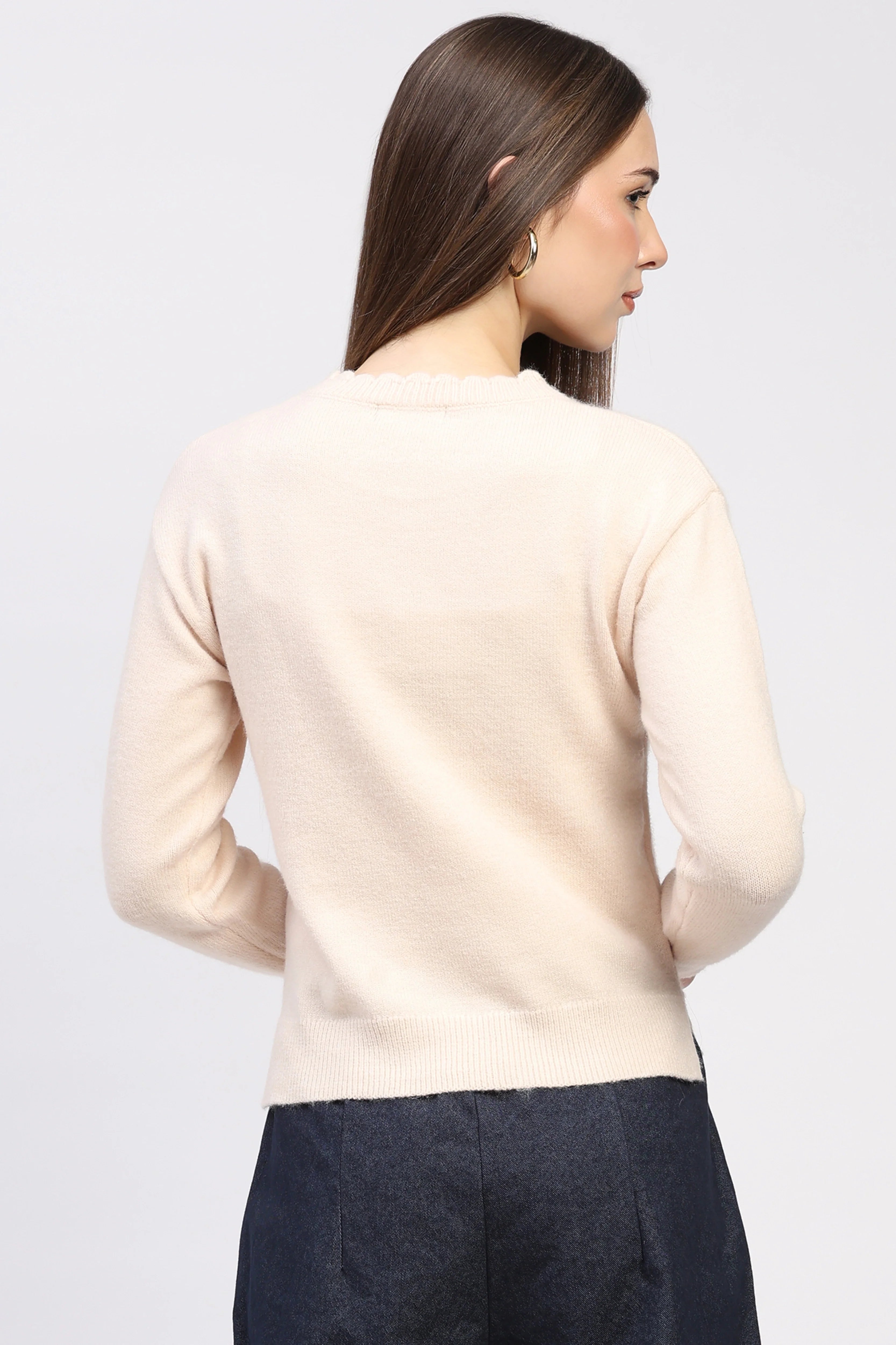 Floral Embroidered Knit Sweater
