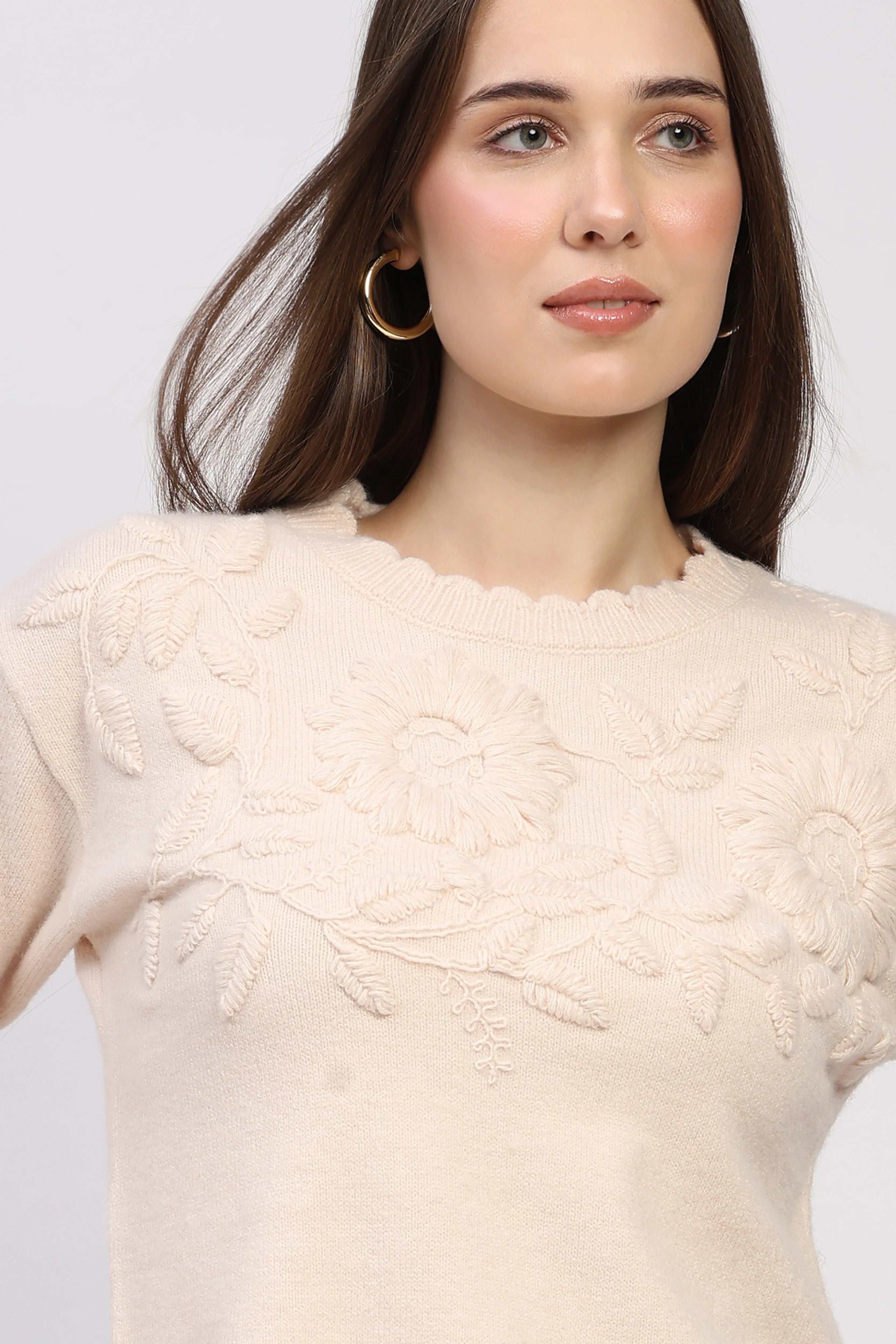 Floral Embroidered Knit Sweater