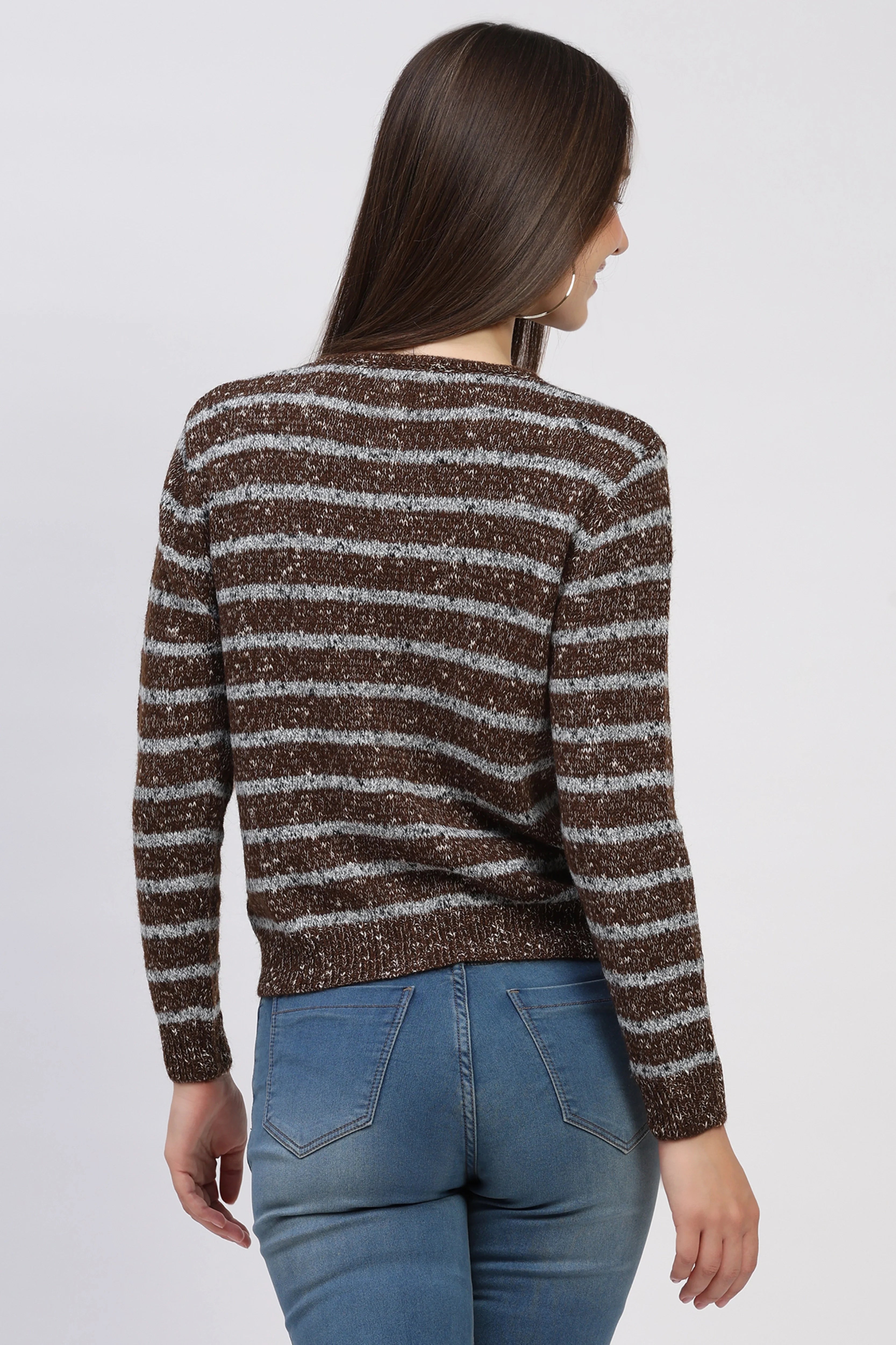 Brown Gold-Button Cardigan