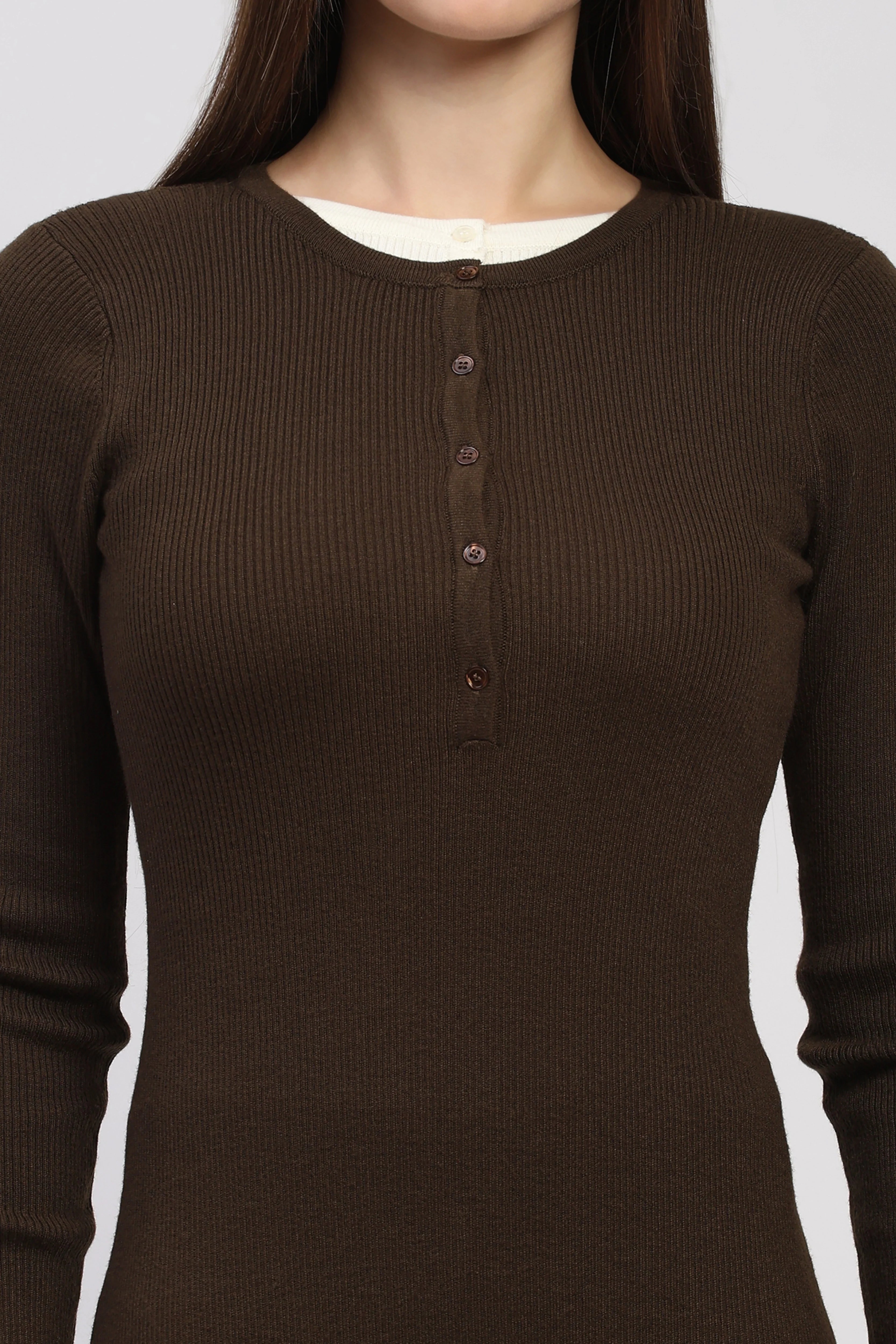 Brown Knit Winter Maxi Dress