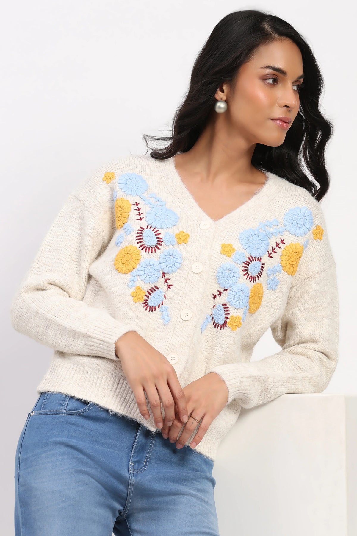Bloom Floral Wool Cardigan-Global Republic