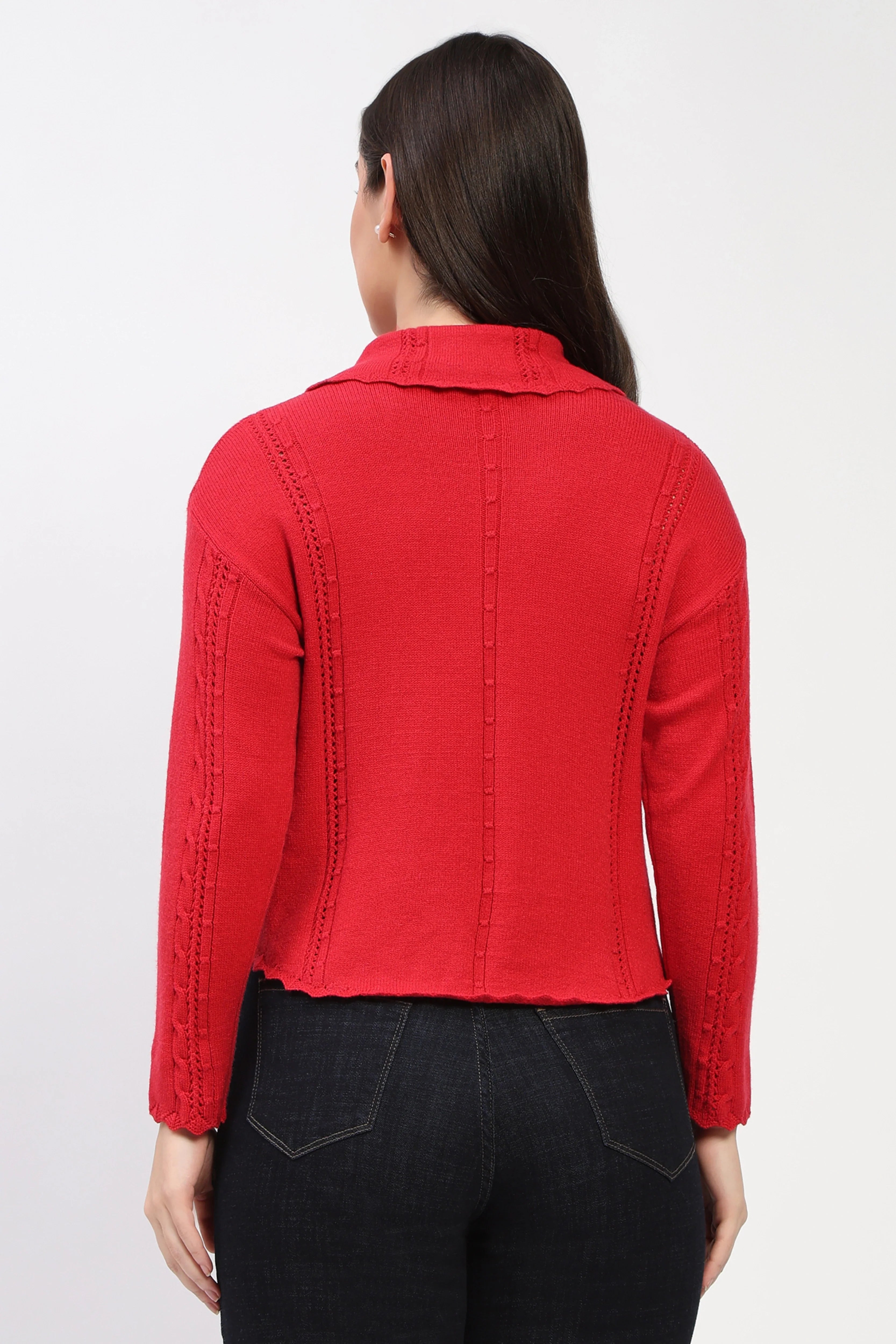 Red Floral Embroidered Pullover-Global Republic