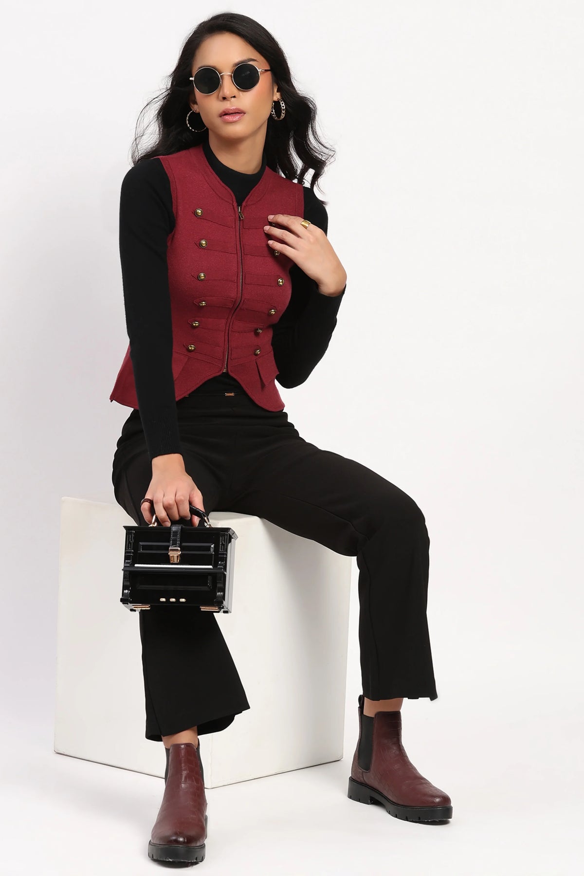 Black British Waist Coat-Global Republic