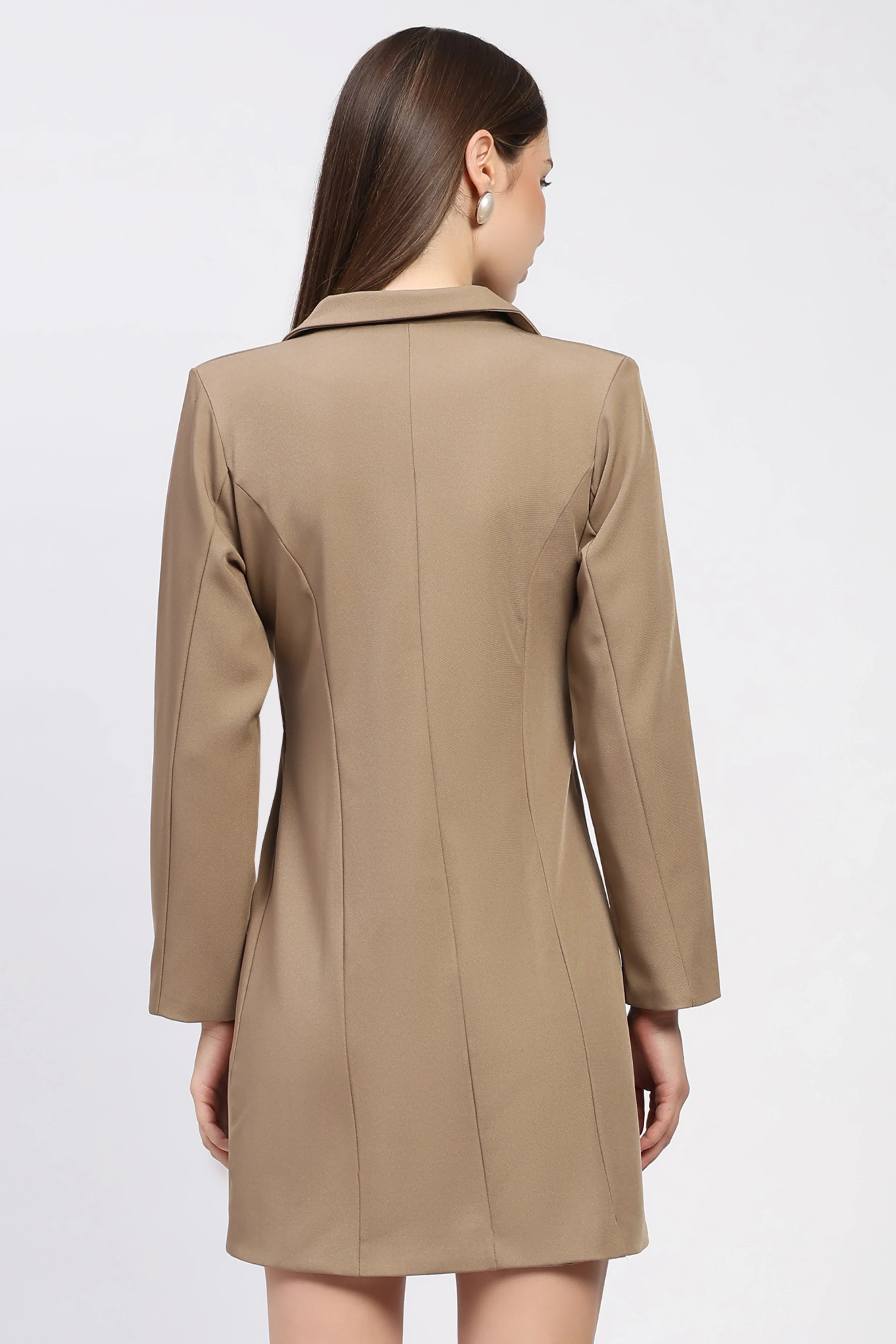 Light Brown Tie-Up Coat Dress