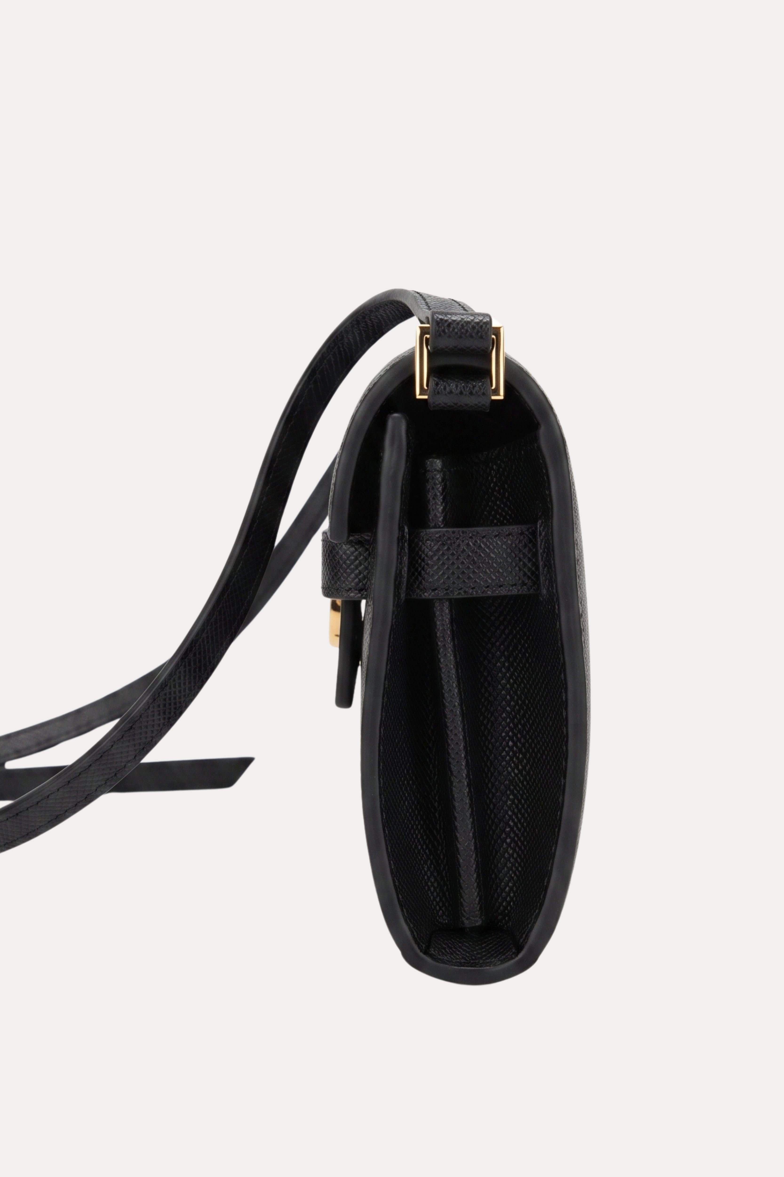 Black Leather Wallet Sling Bag
