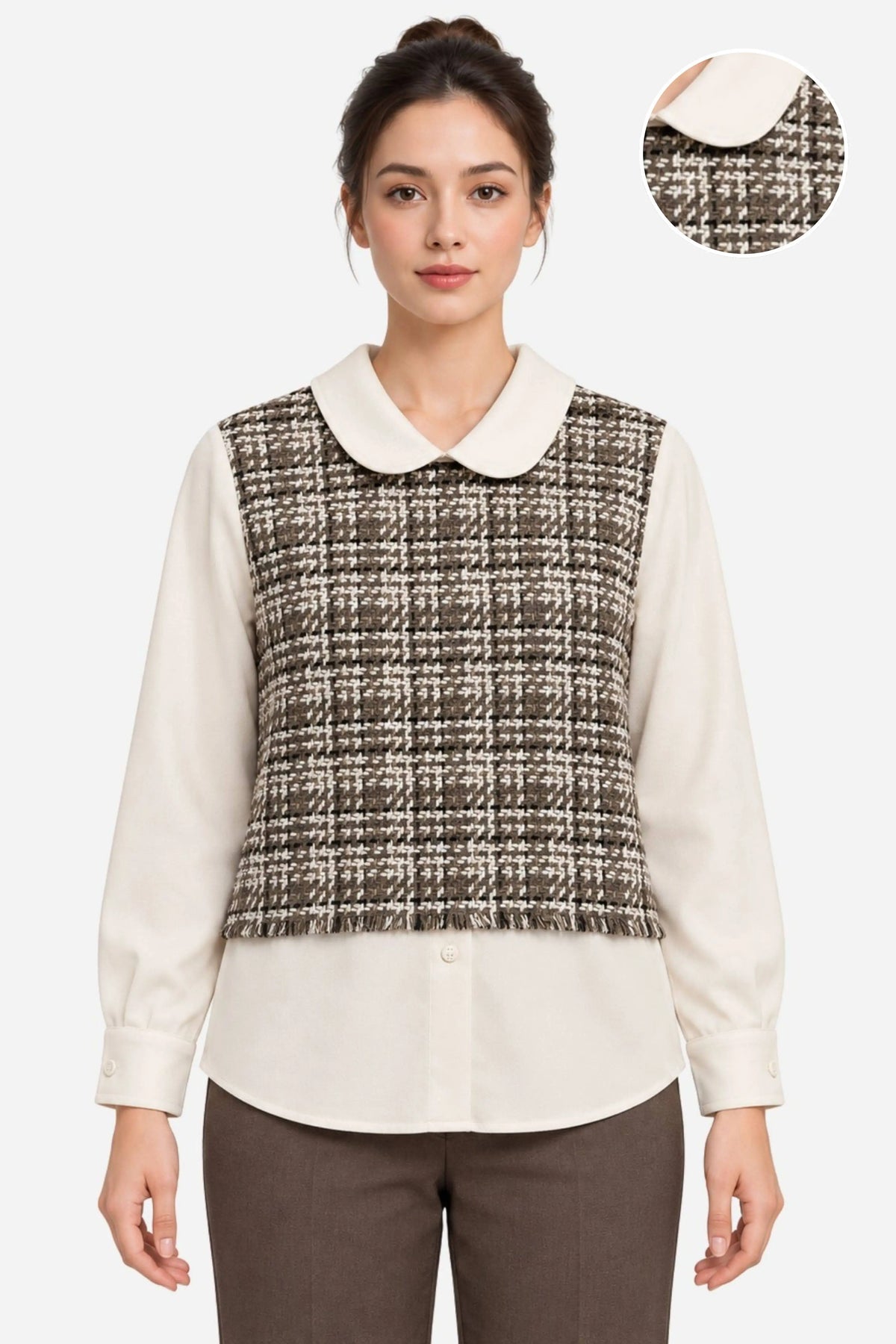 Cream Frayed Woven Top