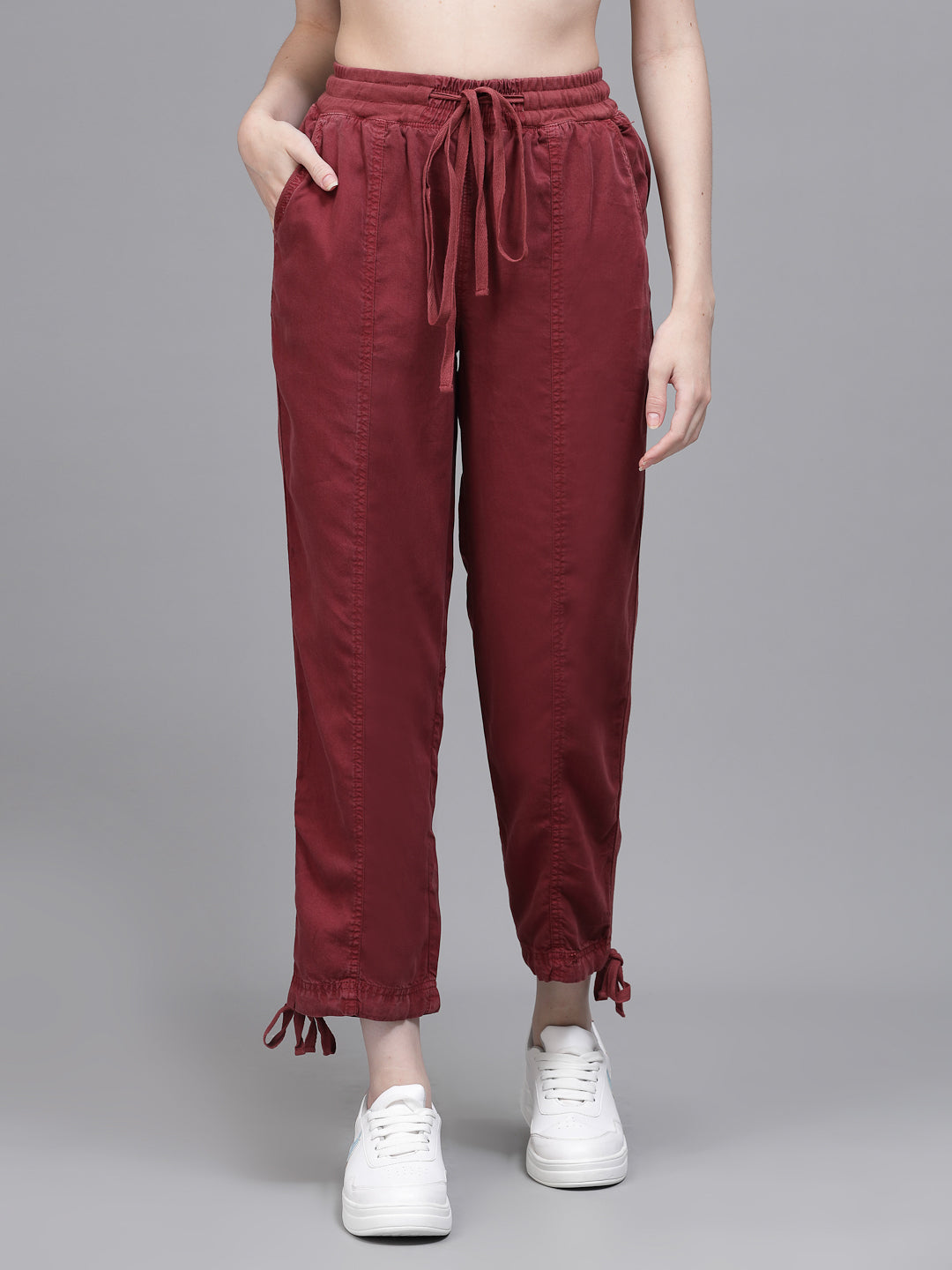 Women Wine Tencil Solid Lower