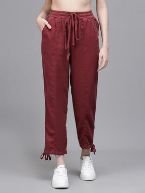 Women Wine Tencil Solid Lower
