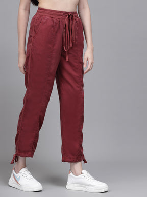 Women Wine Tencil Solid Lower