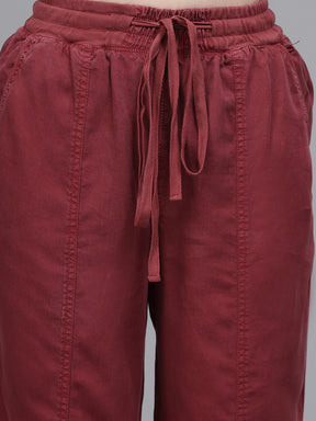 Women Wine Tencil Solid Lower