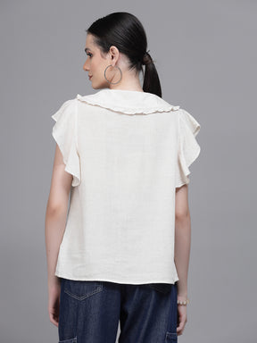 White Peter Pan Collar Top
