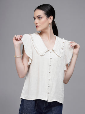 White Peter Pan Collar Top