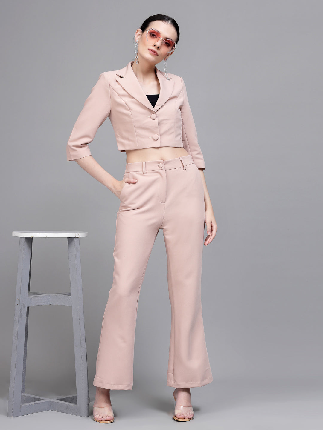 Women Stark Blush Blazer Neck Co-ord Set