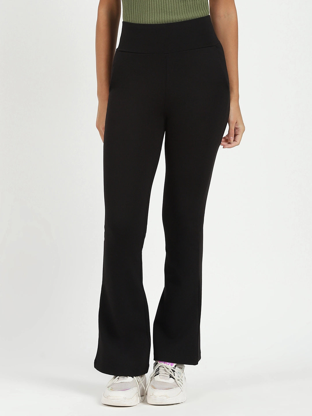 Black Stretchable Bootcut Trouser - Global Republic