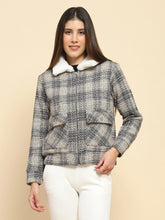 Black Poly Check Winter Shacket