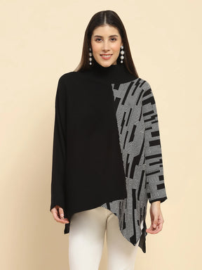 Black Wool Blend Loose Fit Pullover