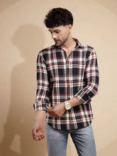 Multicolor Block Print Full Sleeve Collared Neck Linen Check Shirt