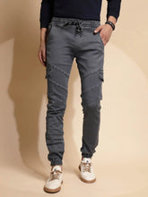 Grey Mid Rise Cotton Jogger