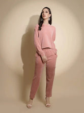 Dusty Pink Solid Full Sleeve Round Neck Hosiery Co-ord Sets