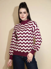 Mulberry Geometric print Full Sleeve High Neck Acrylic Pullover Sweater