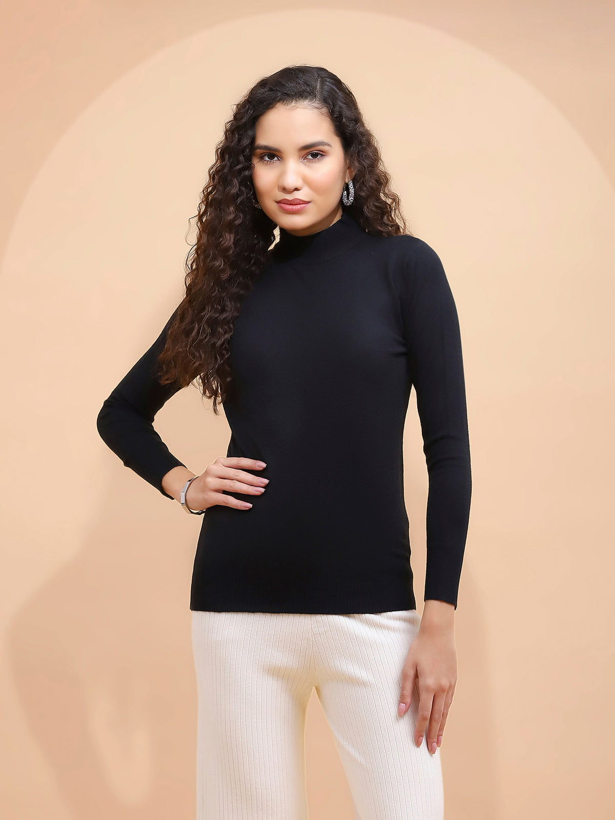 Black Turtle Neck Slim Skivvy Pullover