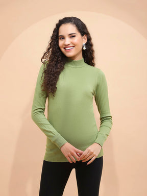 Olive Turtle Neck Slim Skivvy Pullover